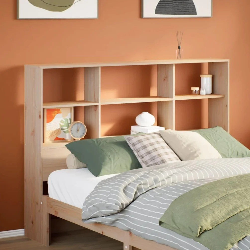 vidaXL Cabecero de Cama con almacenaje Madera Maciza de Pino 120 cm, cabecero de Cama, cabecero de Madera Maciza, cabecero con Compartimentos