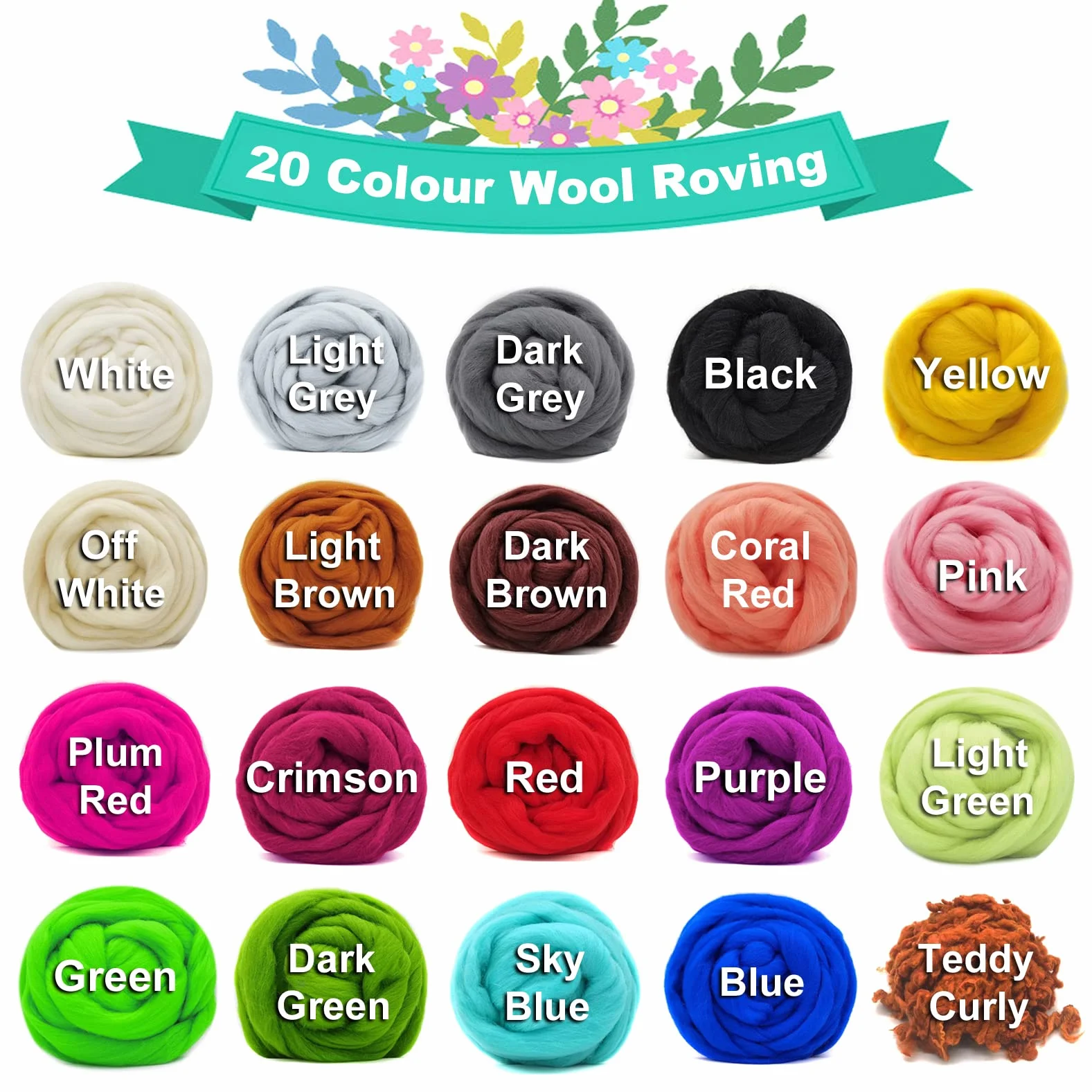 100G Marron Oscuro Lana Merino - 20 Colores Para Kit Lana De Fieltro - 19 Micras De Fieltro Rápido