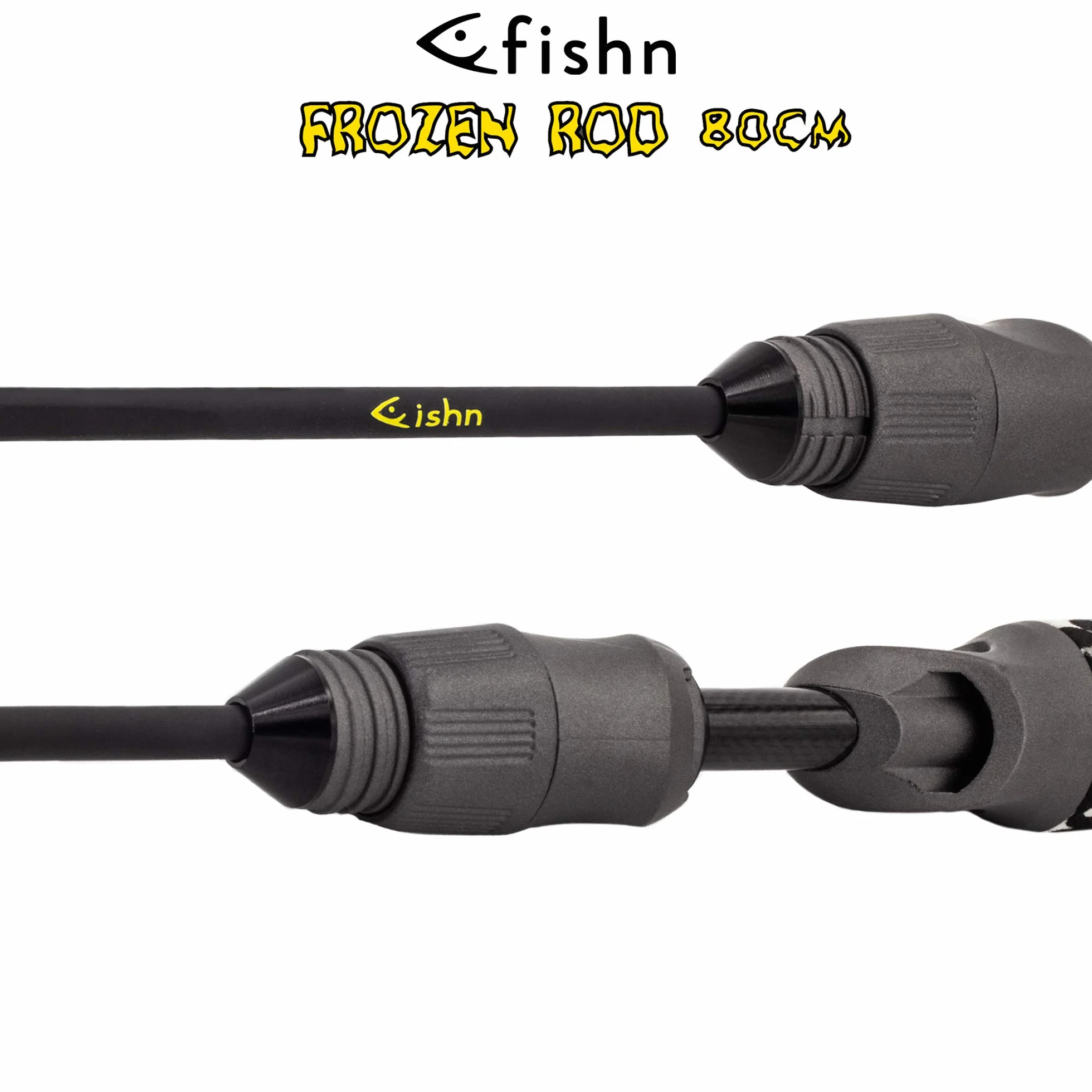 FISHN Caña de Hielo 80 cm Carbono Alta Resistencia Ligero para Pesca Depredadores Lucio Perca Trucha