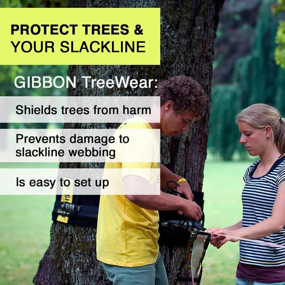Gibbon Slacklines Protección de árbol fieltro negro velcro 100cm 16cm 2 piezas