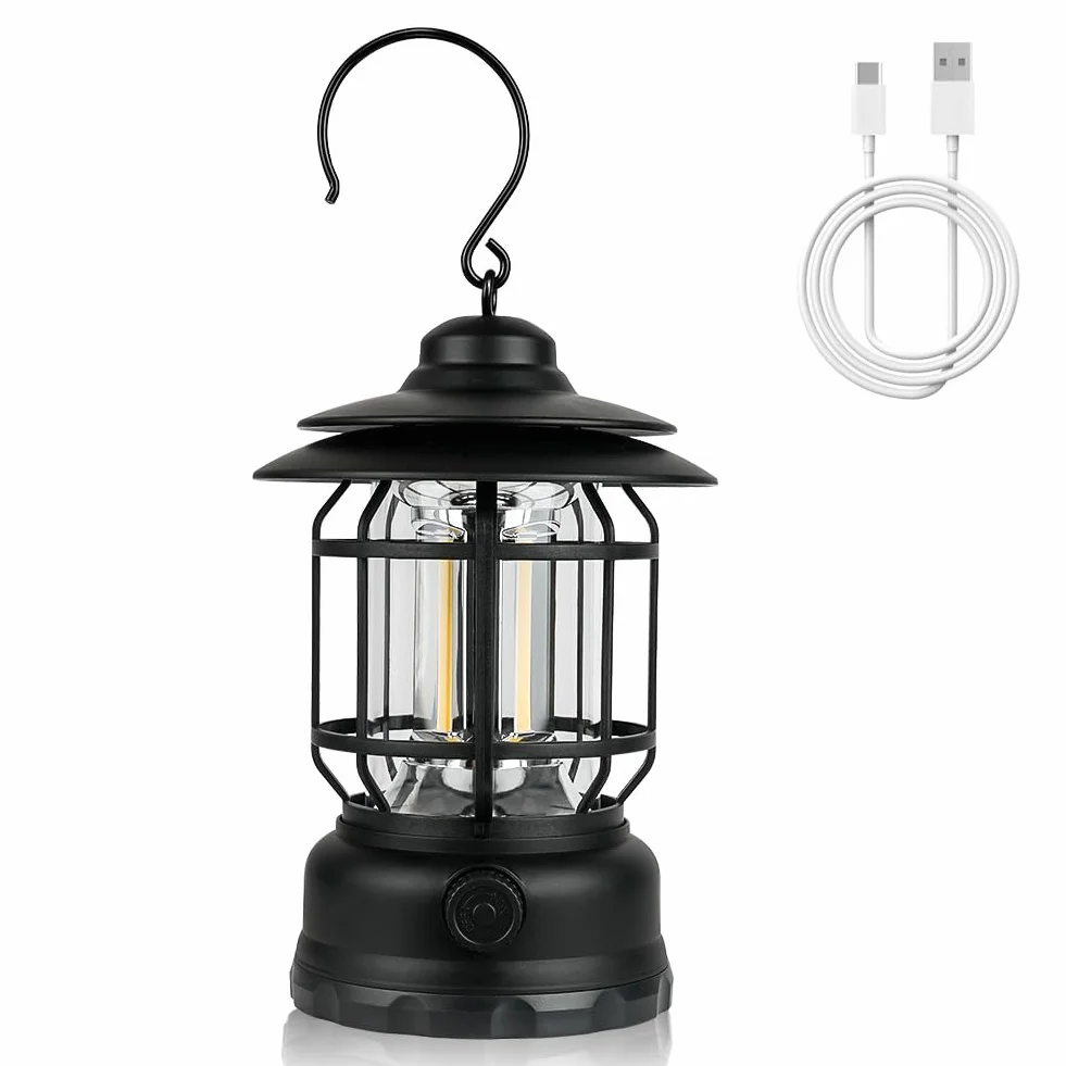 Flintronic Lámpara Camping Retro Recargable USB LED, Brillo Atenuable, Linterna para Pesca Excursión Jardín