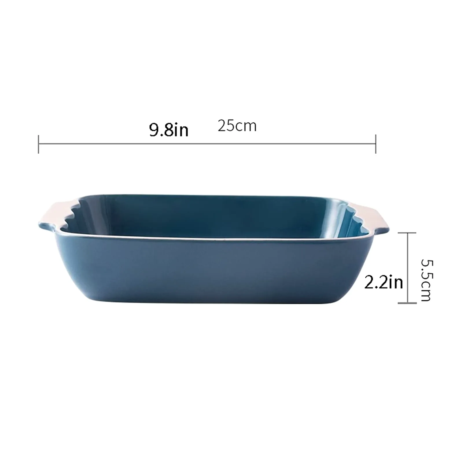 Fuente para Hornear Casserole rectangular Pan para hornear Pan Multi Baker plato, plato para hornear con asa, plato de cazuela de cerámica, Pan de lasaña para cenar y banquete, azul Bandejas Horno