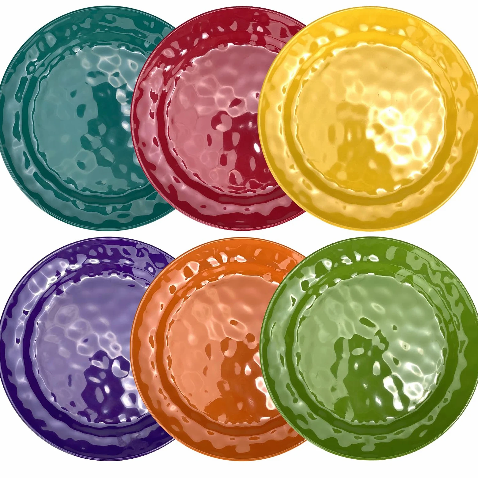Juego de 6 platos de cena o almuerzo 100% melamina, platos redondos de melamina de 10 pulgadas, platos de picnic para fiestas en casa, resistentes a la rotura y ligeros, acabado