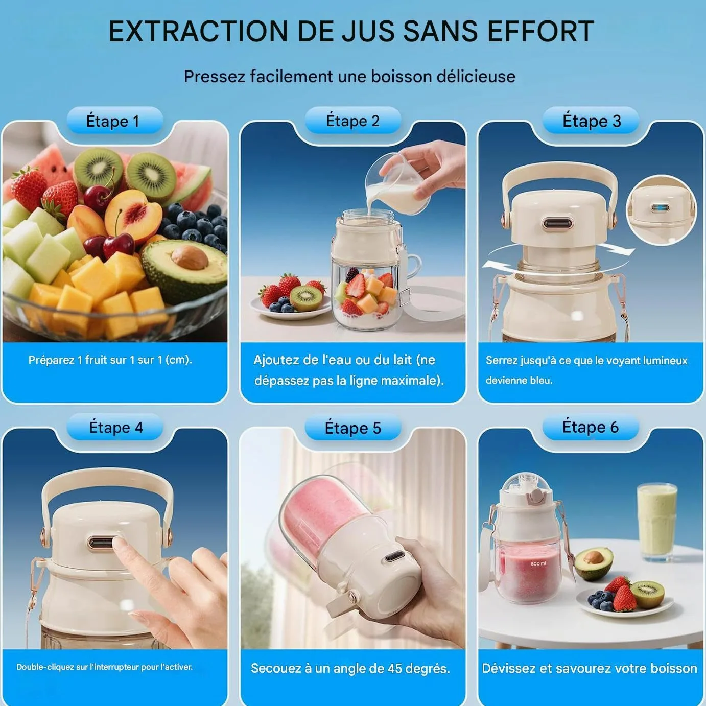 Mezclador Centrífugo Portátil,Mezclador Personal Eléctrico con Botella Coctelera | Eléctrica Máquina de Sacudir para Leche Batidos Proteínas Bebida Fruta Café Cocina Picnic Camping Pla | Botella Eléctrica Inalámbrica Portátil Licuadora Vaso Pequeño Agitad