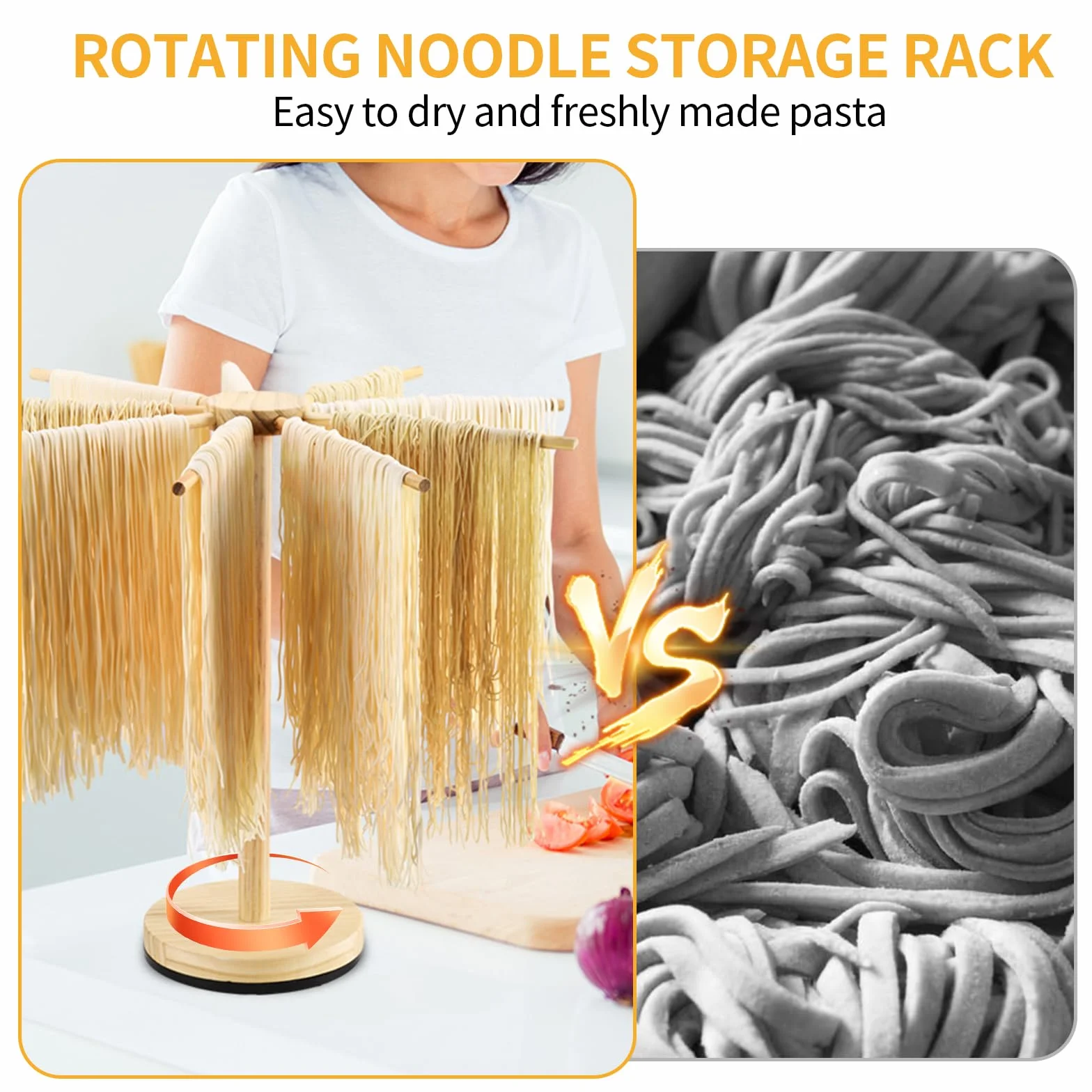 Secador de pasta con 9 brazos desmontables con base giratoria giratoria para fideos italianos y fideos chinos