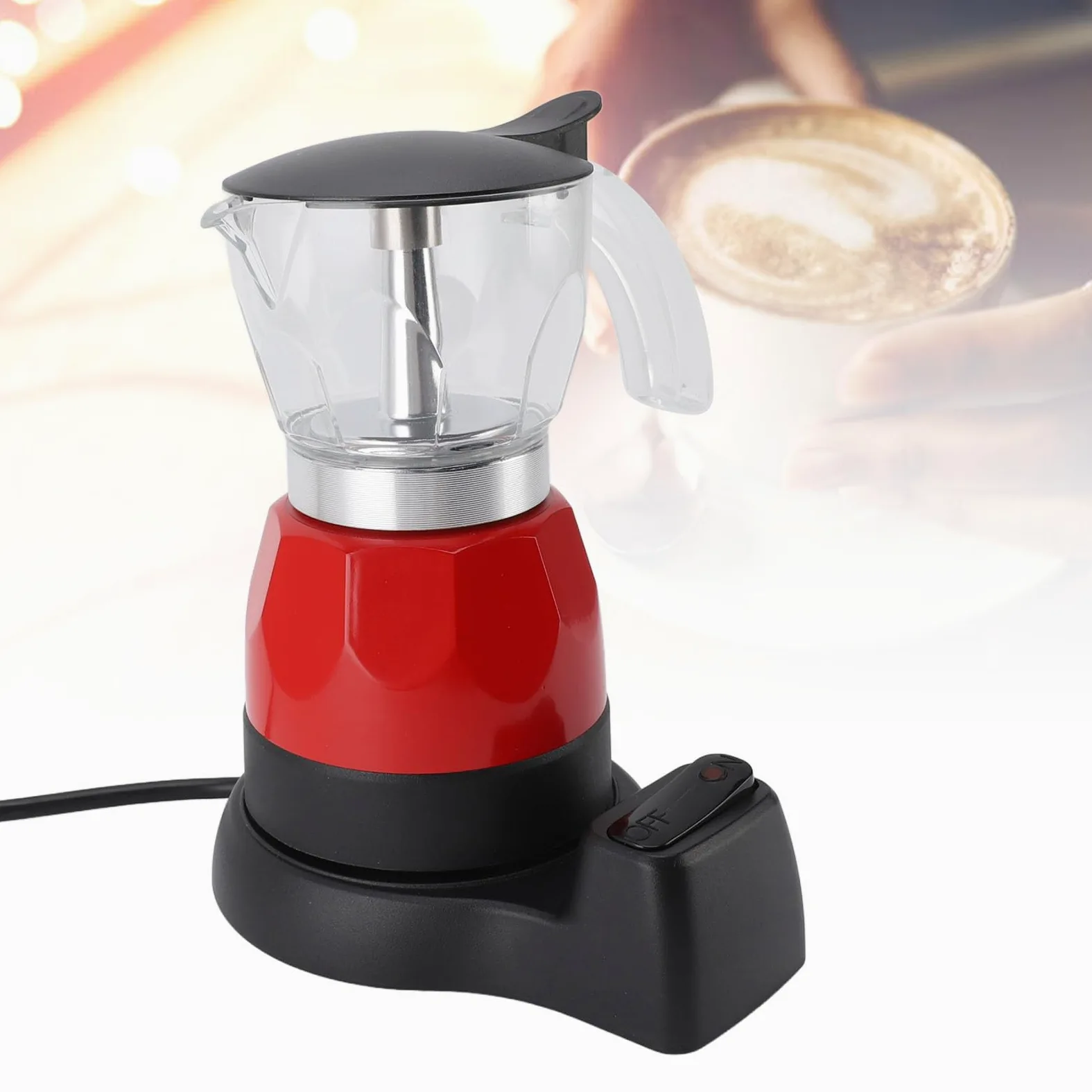 Italiana Eléctrica, 150ml 3 Tazas Moka Pot de Aluminio Percolador Eléctrico con de Filtro Preciso, Función Antigoteo, Operación Rápida y Piezas Fáciles de Limpiar,