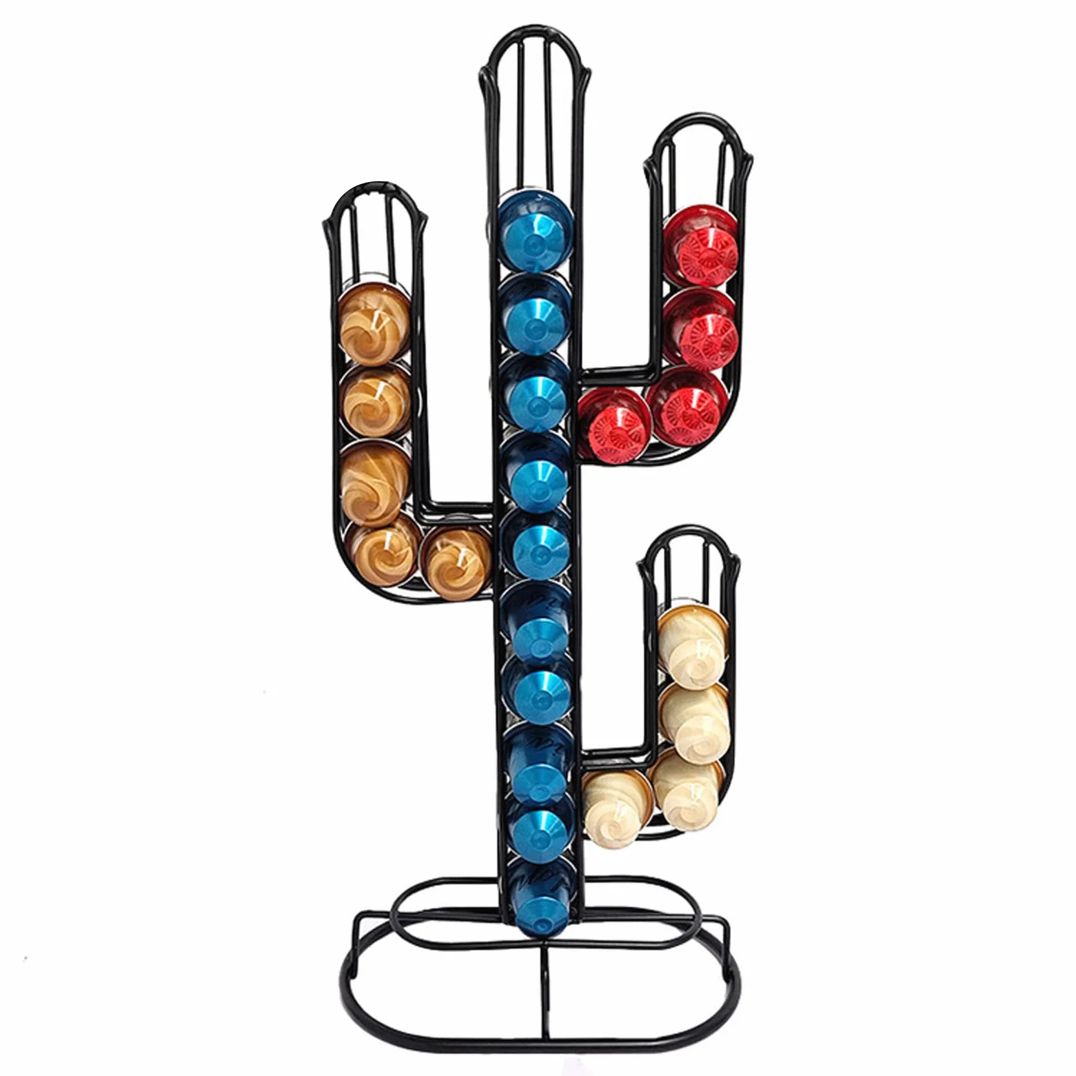 Ejoyous Porta Cápsulas de Café, Soporte Cromado para 48 Cápsulas, Diseño Cactus, Organizador Resistente