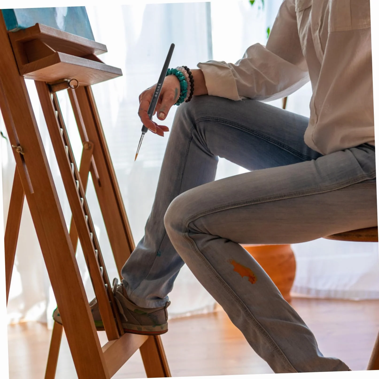 Pinceles de Acuarela Ideales para Pintura al Óleo de Pelo de Comadreja Ligero y Portátil Conjunto de 6 y Dibujo Lineal en Viajes