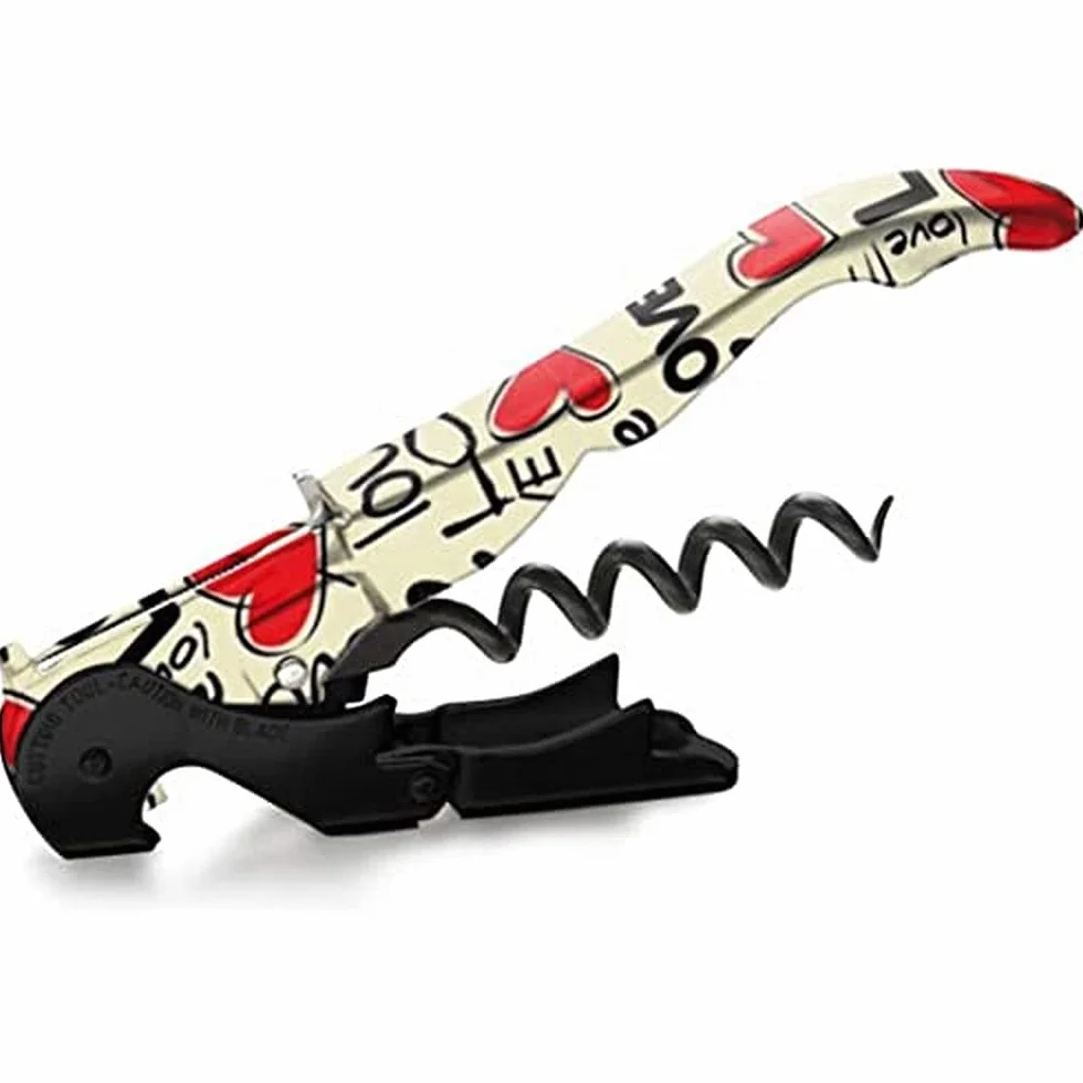 PULLTAP'S GENUINE Lovers Black 900. Abridor de Vino, Sacacorchos de camarero profesional estilo corazones. Incluye doble palanca articulada, cortacápsulas tipo cúter y abridor. Fabricado en España