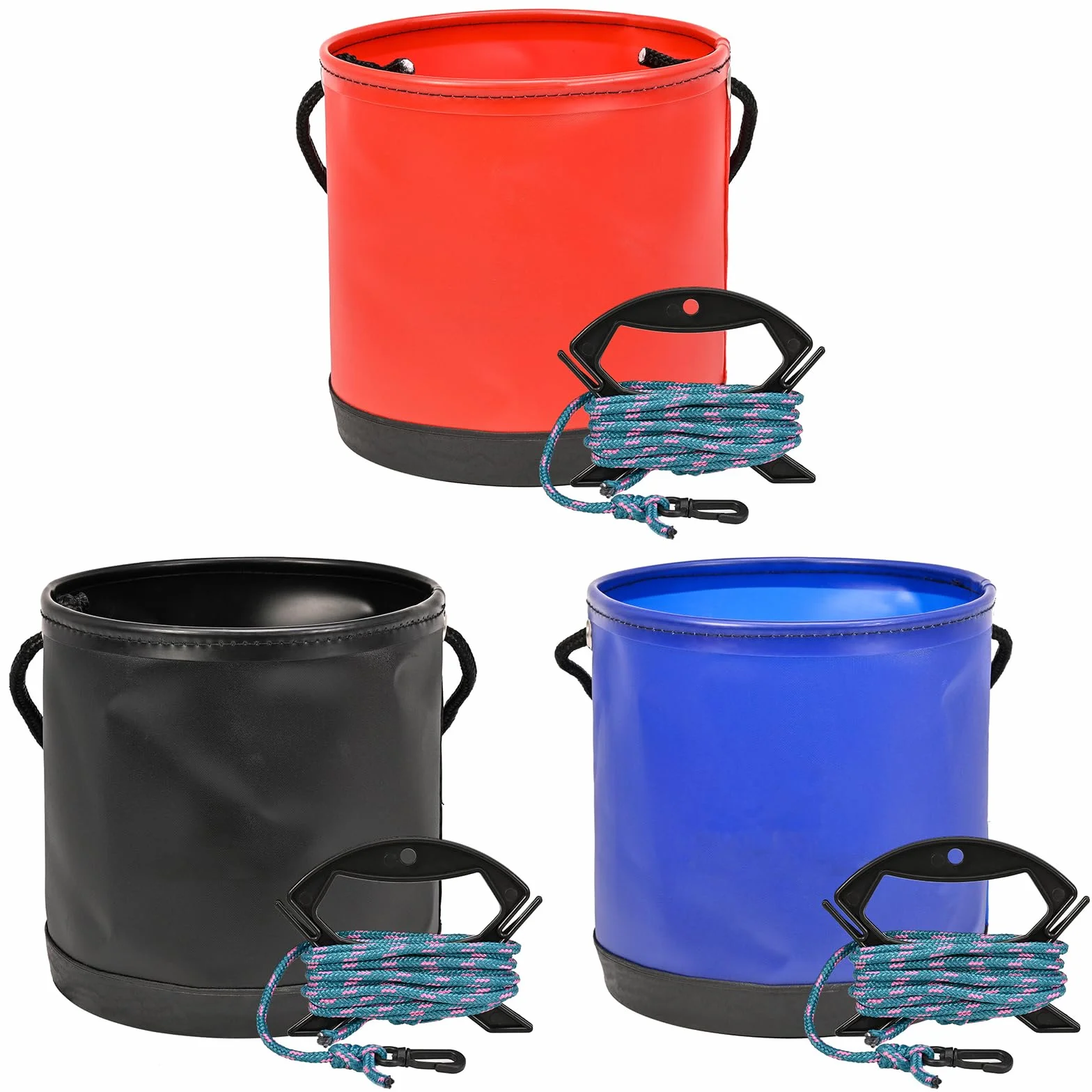 Cubeta de pesca plegable con cuerda contenedor