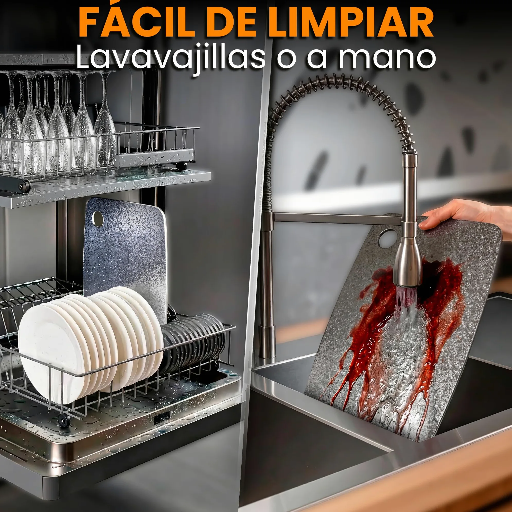 Tabla de cortar de titanio 100% puro 40x30cm – tabla cortar titanio doble cara, tabla antibacteriana para cocina, titanium cutting board ultra resistente, tabla de titanio puro premium
