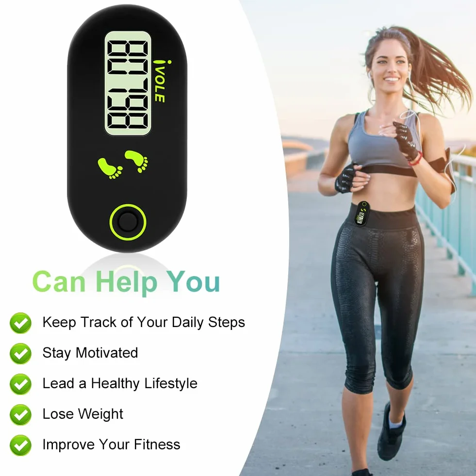 Flintronic Podómetro de Pantalla Mini 3D para Caminar, Deportivo Portátil con Cordón de Clip