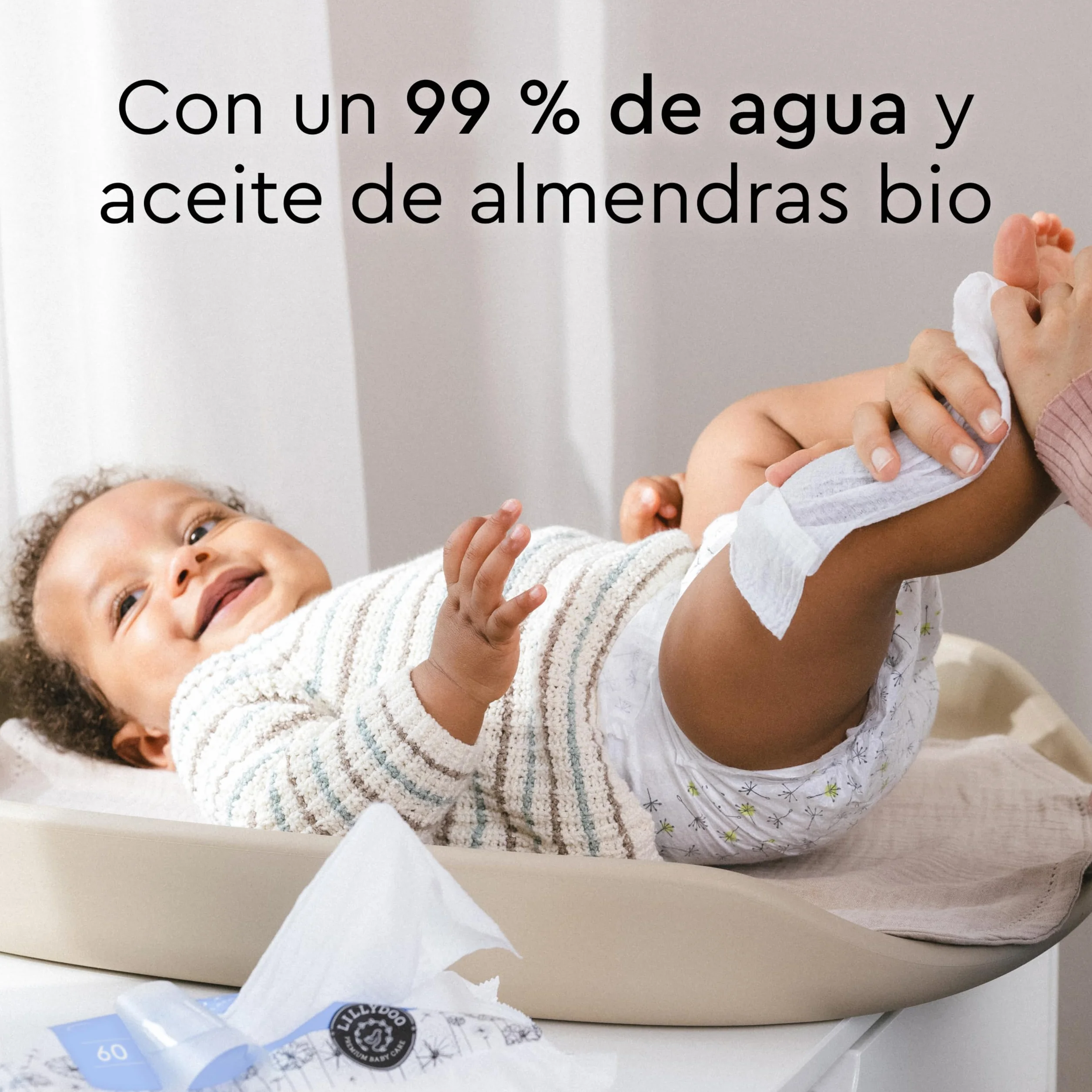Toallitas húmedas para bebés LILLYDOO 99% agua 10 paquetes 60 (600 unidades) libres de plástico sin perfumes