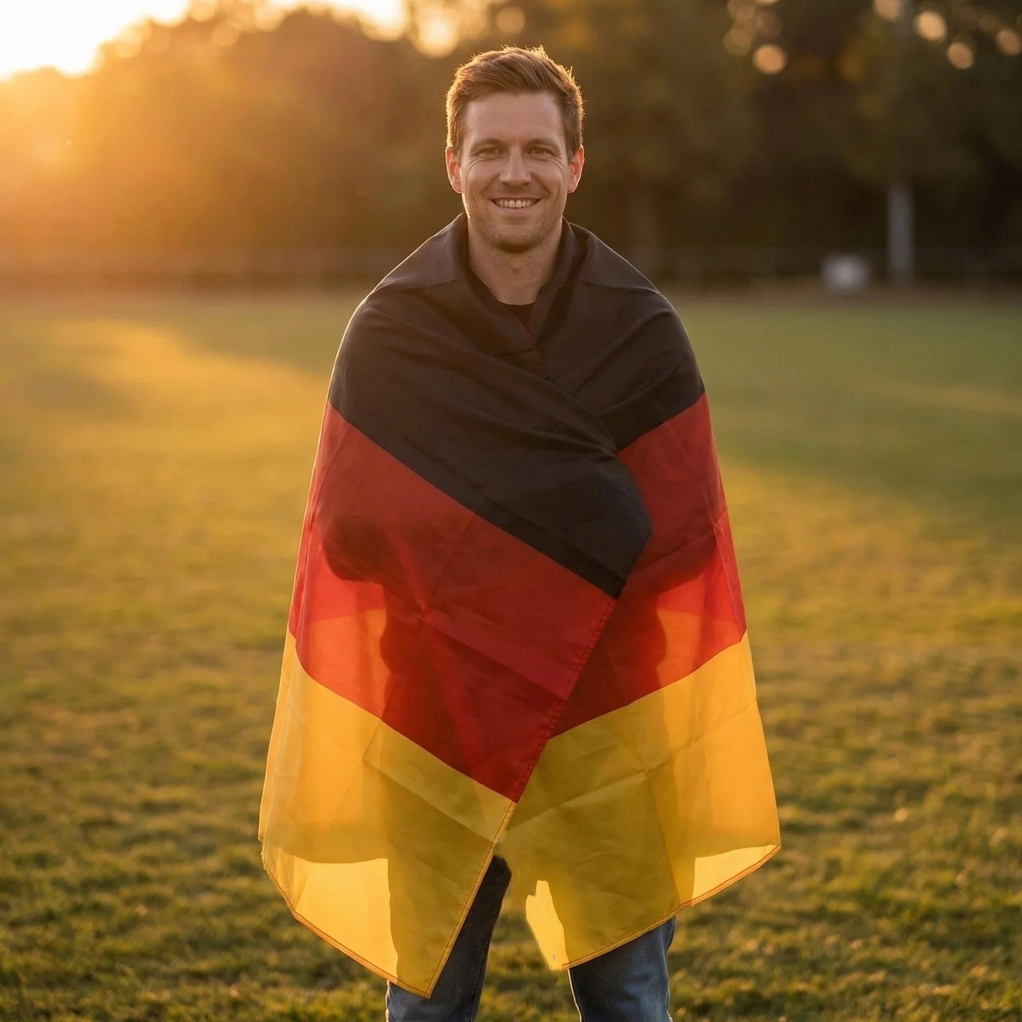 Bandera de Alemania 140 x 80 cm, 100% poliéster con mangas
