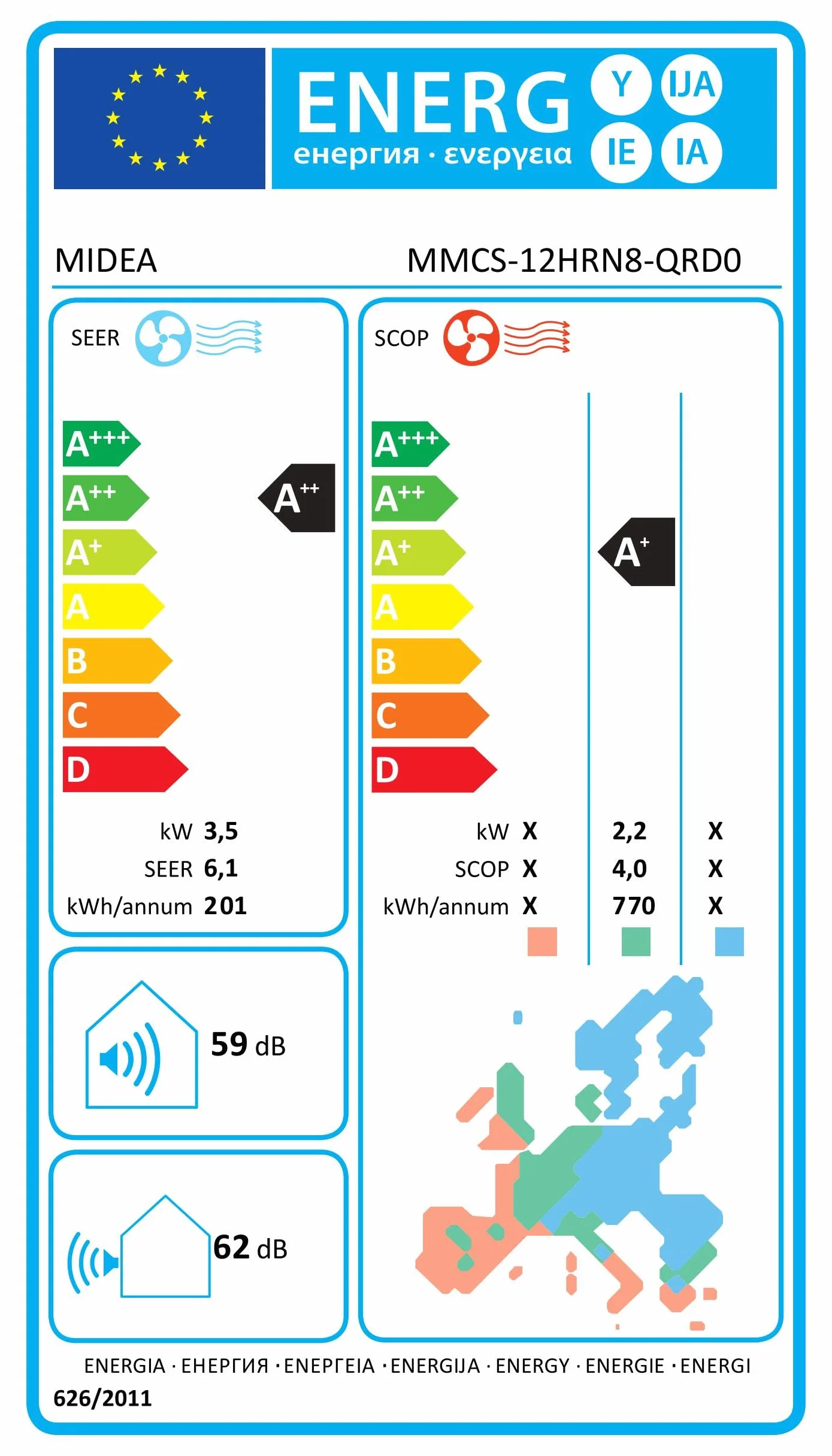 Midea Portasplit Aire Acondicionado Portatil 4 en 1 | 3000 frigorías / 12000 BTU | Split sin Obra de Bajo Consumo con modo Silence, App/Wifi, Deshumidificador, Calefacción y Ventilador hasta 45 m2