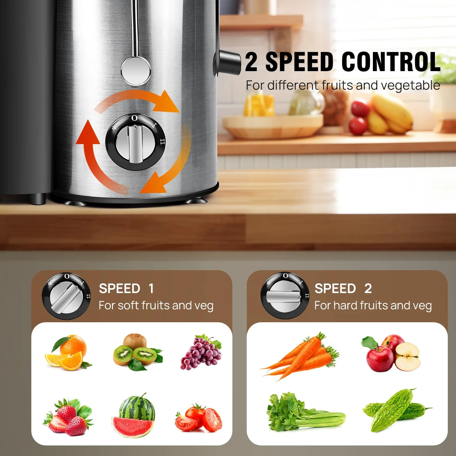 Exprimidor de prensa en frío lento, extractor de jugo pulposo, 1000 W, 240 V