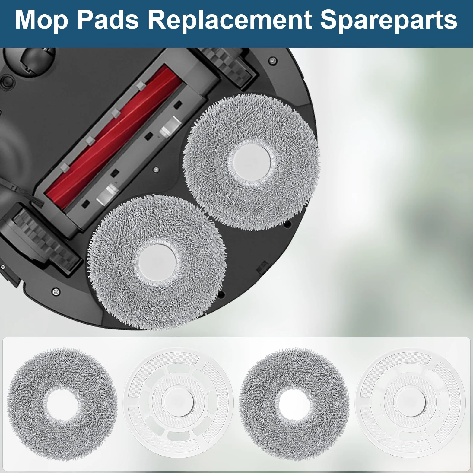 Paños de fregona con Soporte de Repuesto para Roborock Qrevo S/Qrevo Pro/Qrevo Plus/Qrevo Maxv/Qrevo Master/Qrevo Slim Aspiradora, 2 soportes de repuesto + 2 Paños de Repuesto