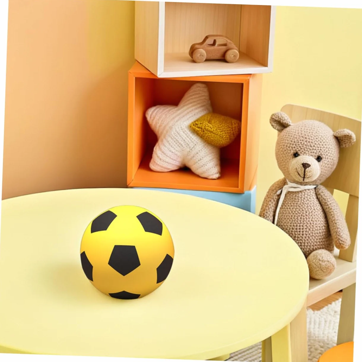 INOOMP Mini Pelota de PU Foaming Amarilla para Fútbol en Niños Interior Silencioso