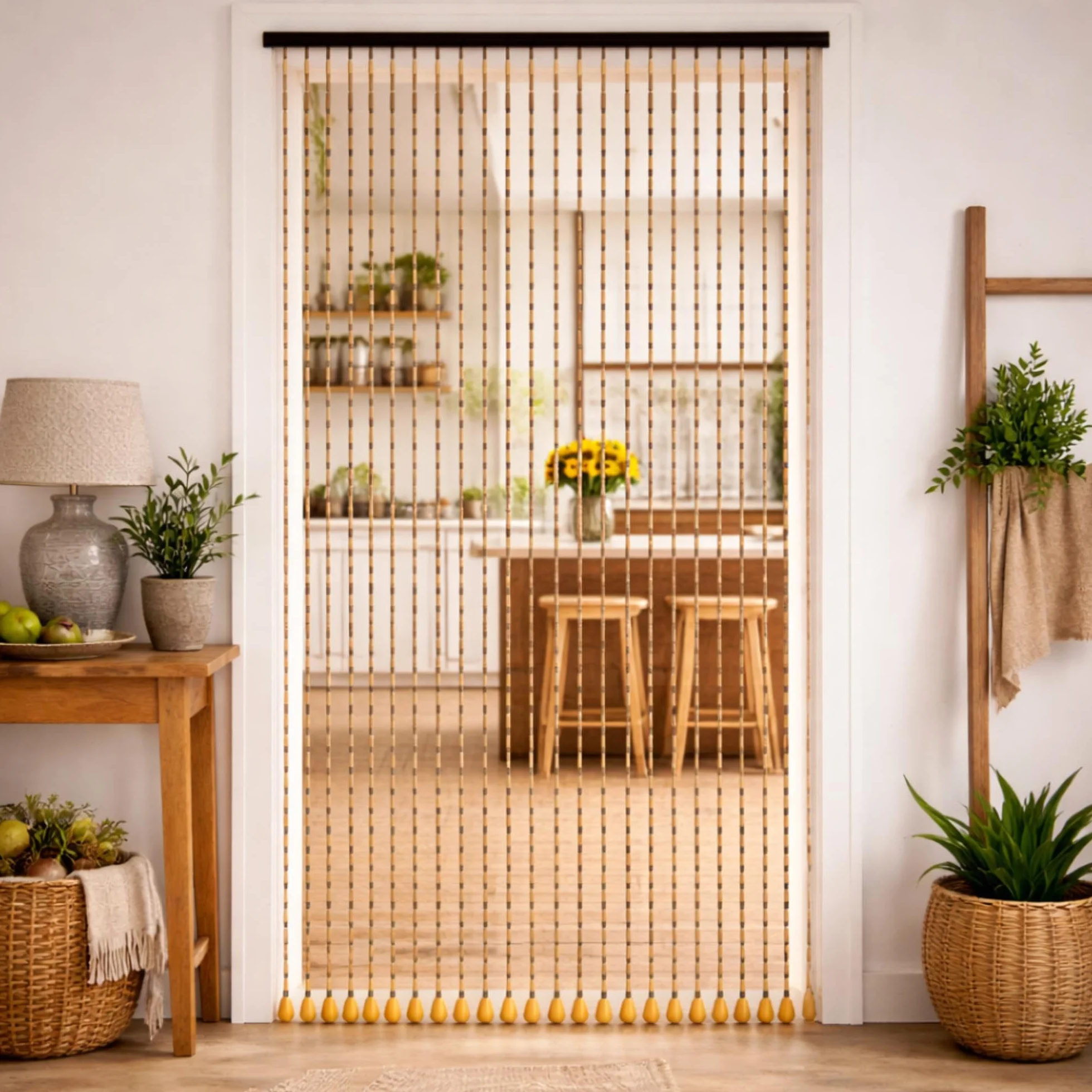 Well Home Cortinas ''Be Garden'' de Abalorios para Puertas 175x90cm, Decorativas de Paso con Cuentas, Unidad