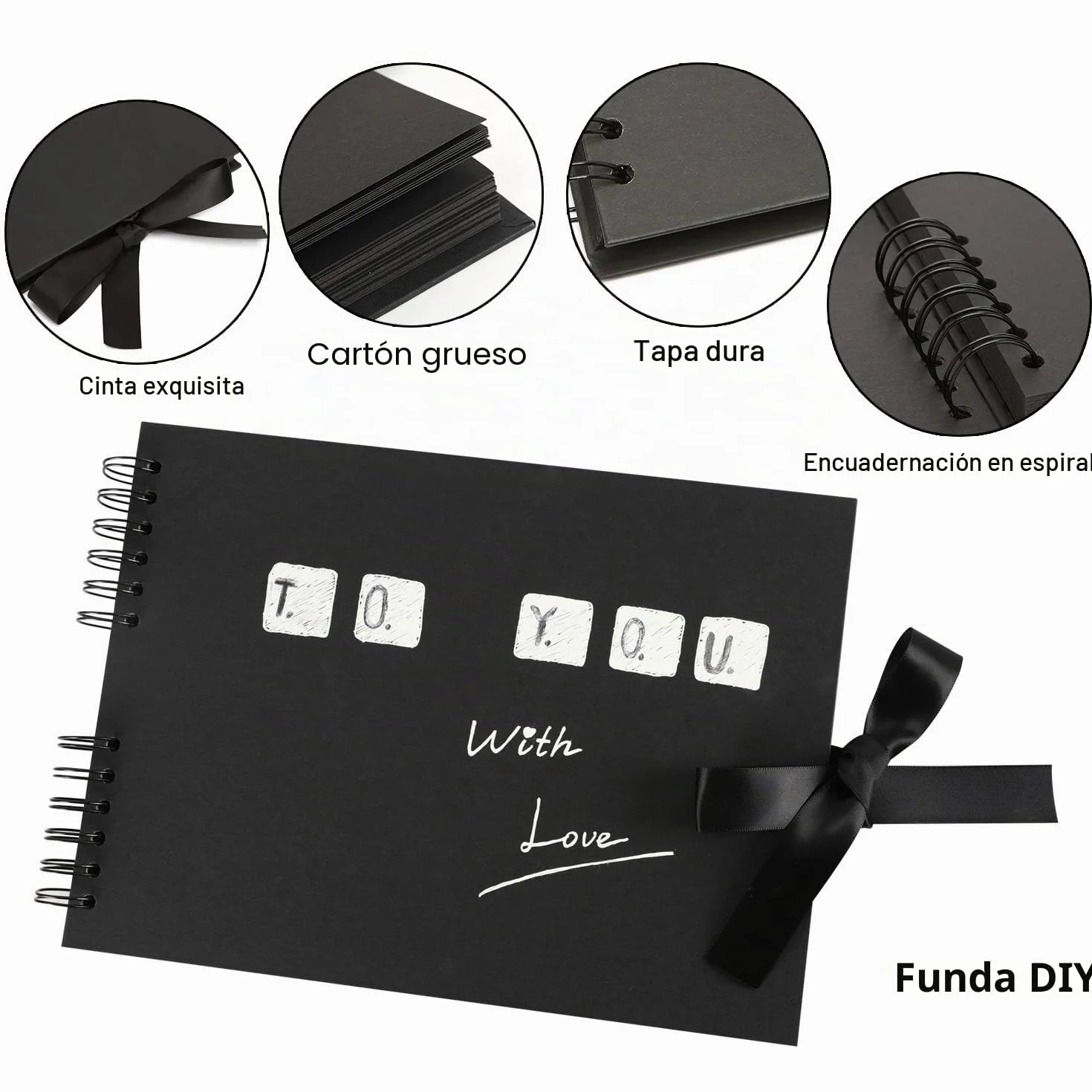 Album de Fotos para Pegar y Escribir Scrapbook, 80 Páginas Negras, DIY Scrapbooking Set con 10 rotuladores 5pcs Plantillas 6pcs Pegatinas y 2pcs Photo Corners, Original Regalos