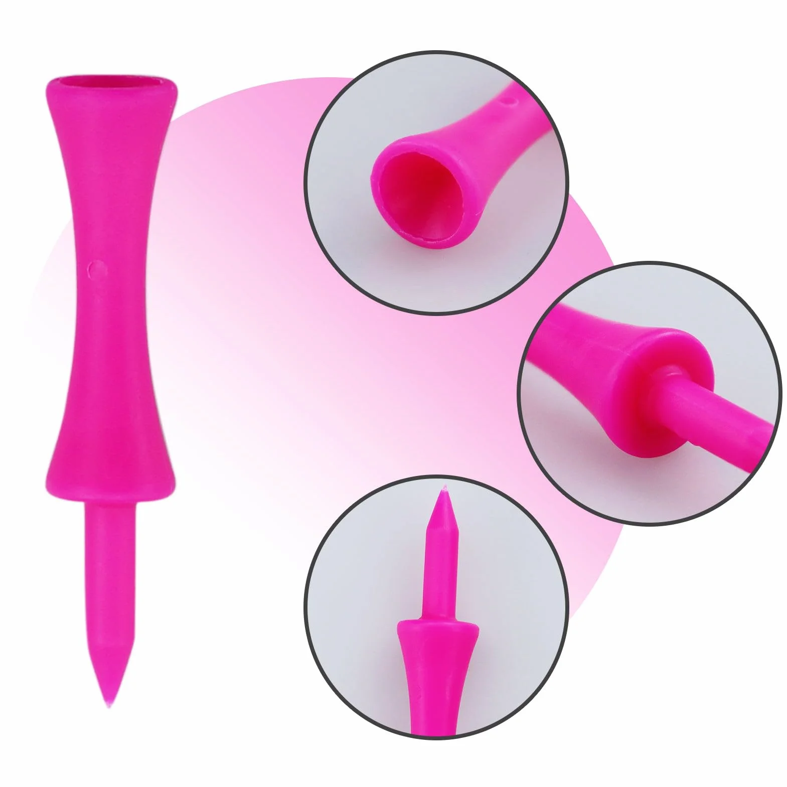 Golf Tees Rosa 100 Piezas, 57 mm Plástico (2-1/4")
