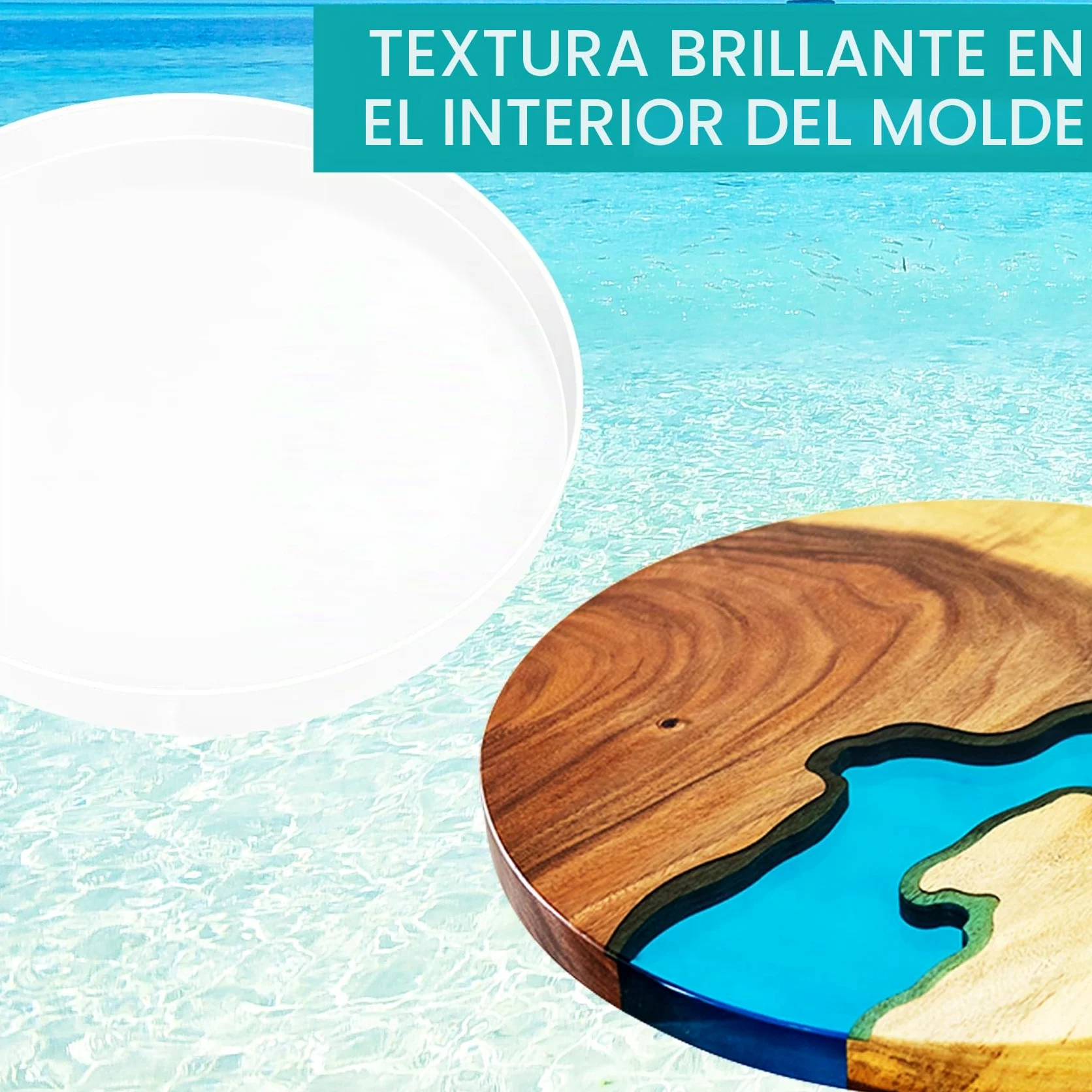 Molde grande de resina de silicona redonda, molde grande de resina epoxi para embutidos, mesa de resina de río, decoración del hogar (49 x 49 cm)