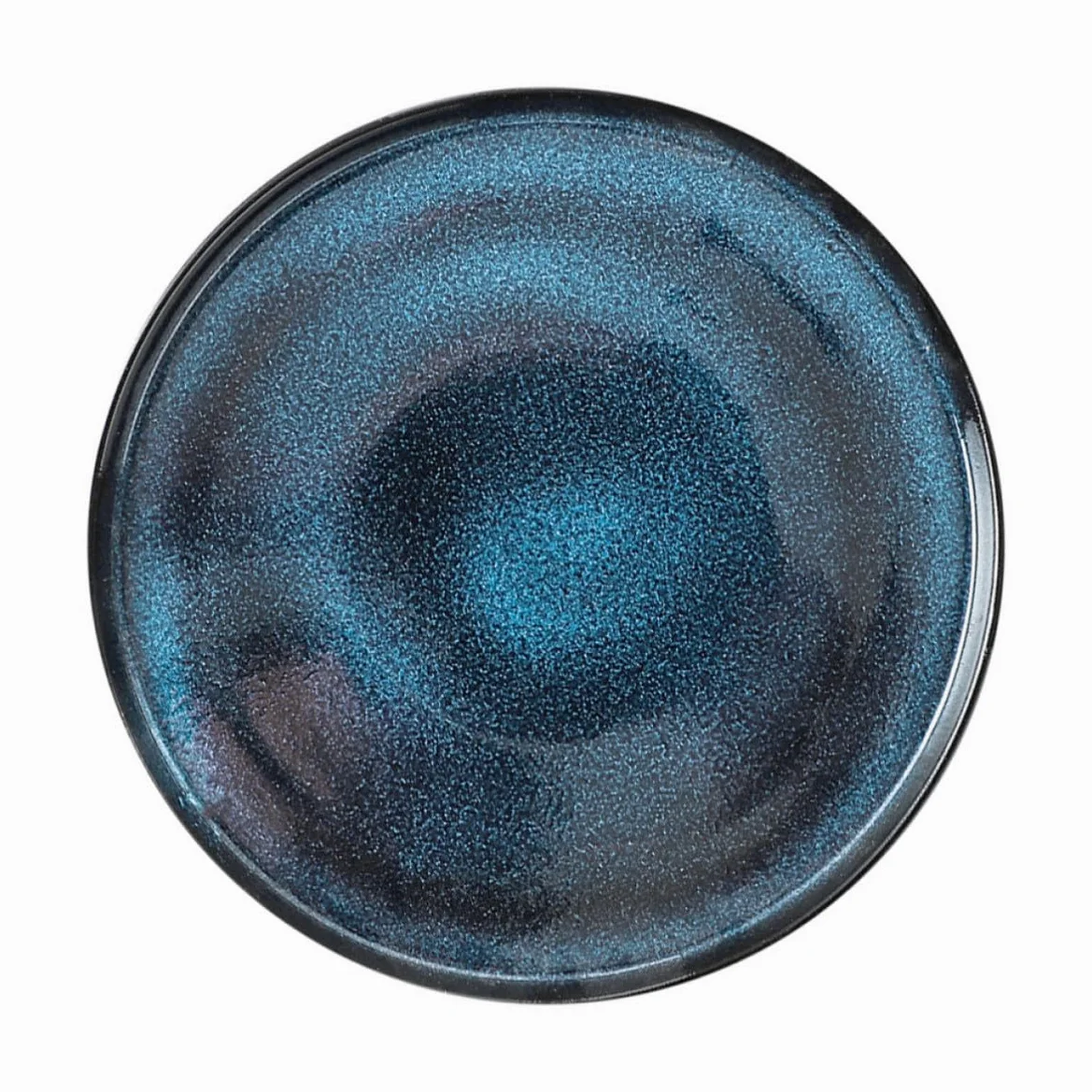 Zerodeko Plato Redondo de Cerámica Azul Borde para Carne y Aperitivos | Acabado Decorativo, Diseño Elegante, Superficie Lisa, Uso Multiusos para Mesa y Servicio Familiar