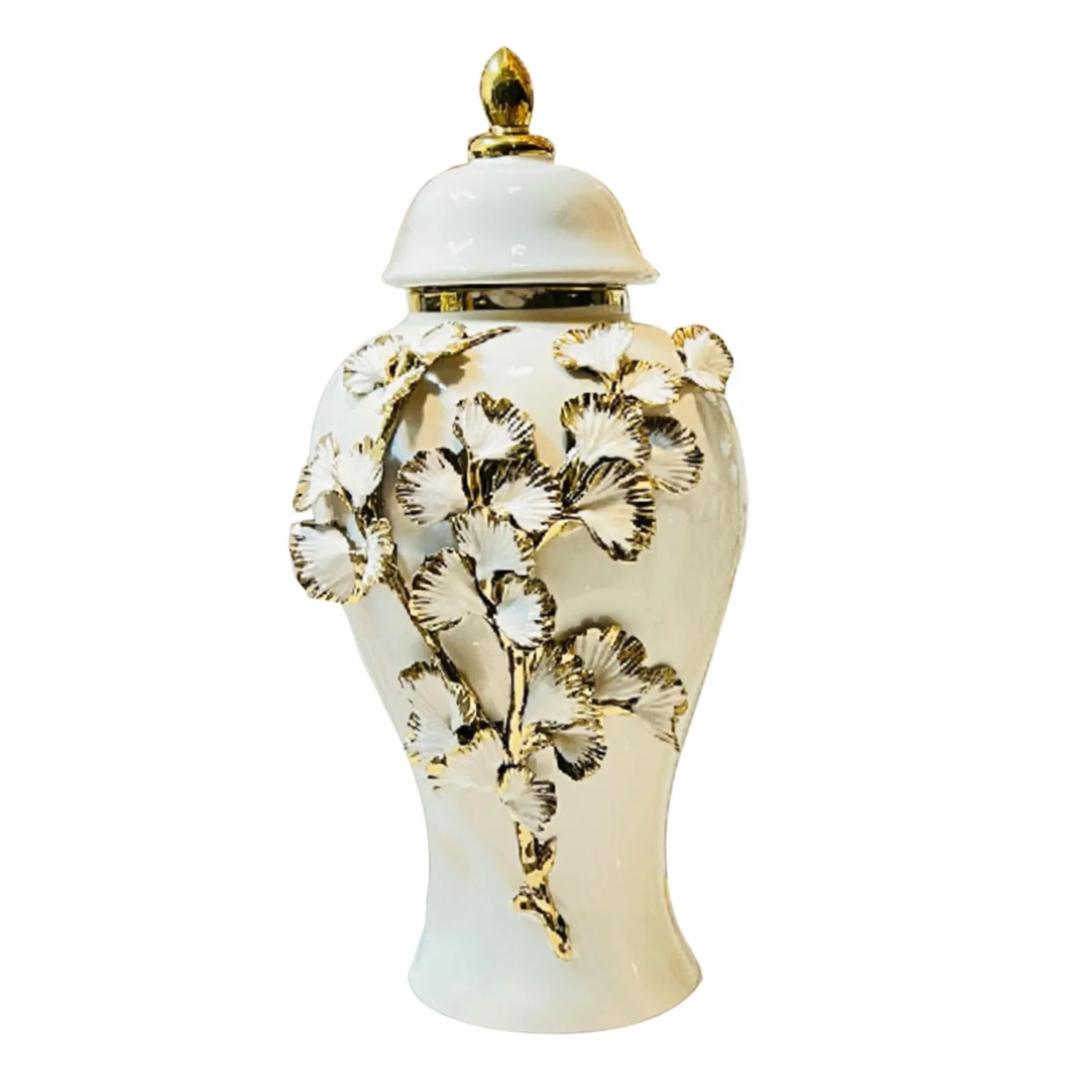 Jarrón Jengibre Cerámica Ornamento Jarro Recipiente Decorativo Superficie Lisa Adecuado para Boda Decoración de Mesa Entrada Colección, XS