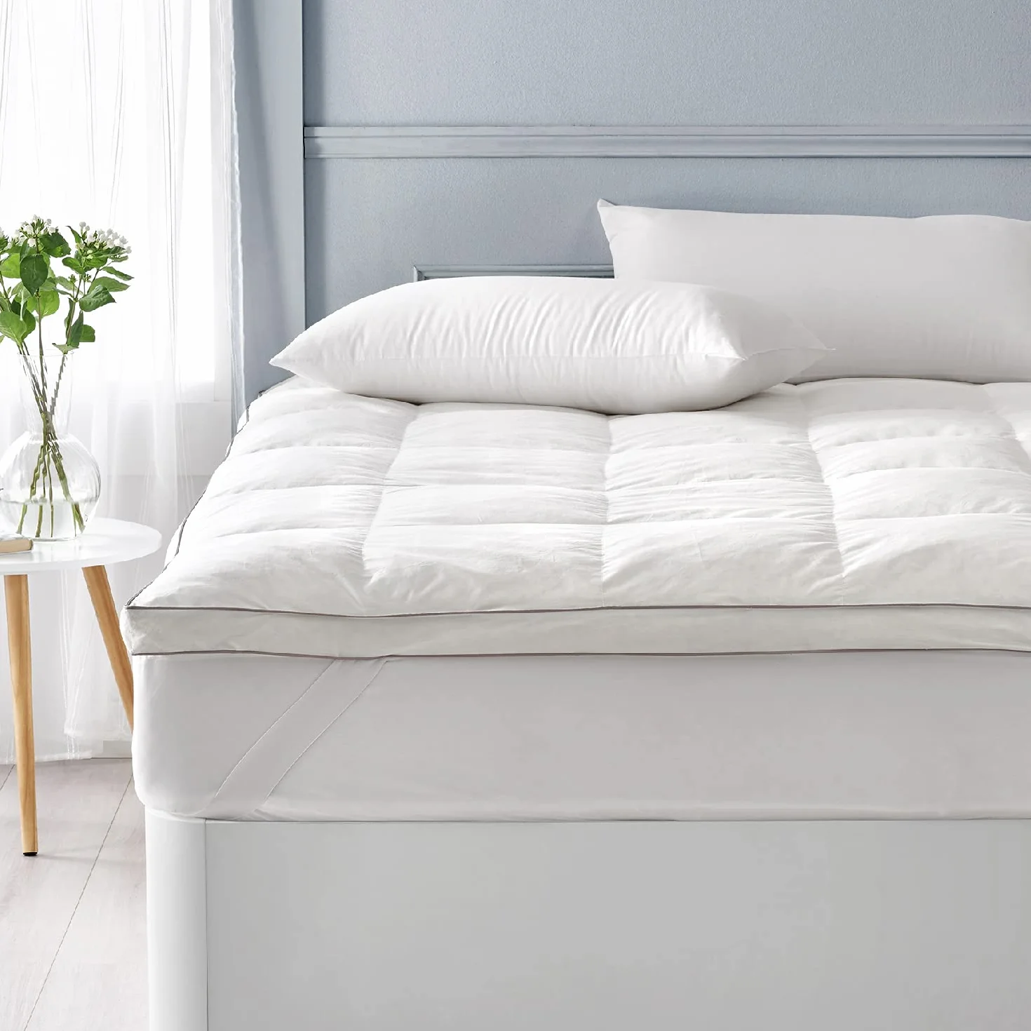 What the Sleep - Topper de Plumas 90x200 cm - Sensación Nube - Sobrecolchón Grosor 5 cm, Pluma 100%, Transpirable Gran Acogida, Extrasuave, Cubrecolchón
