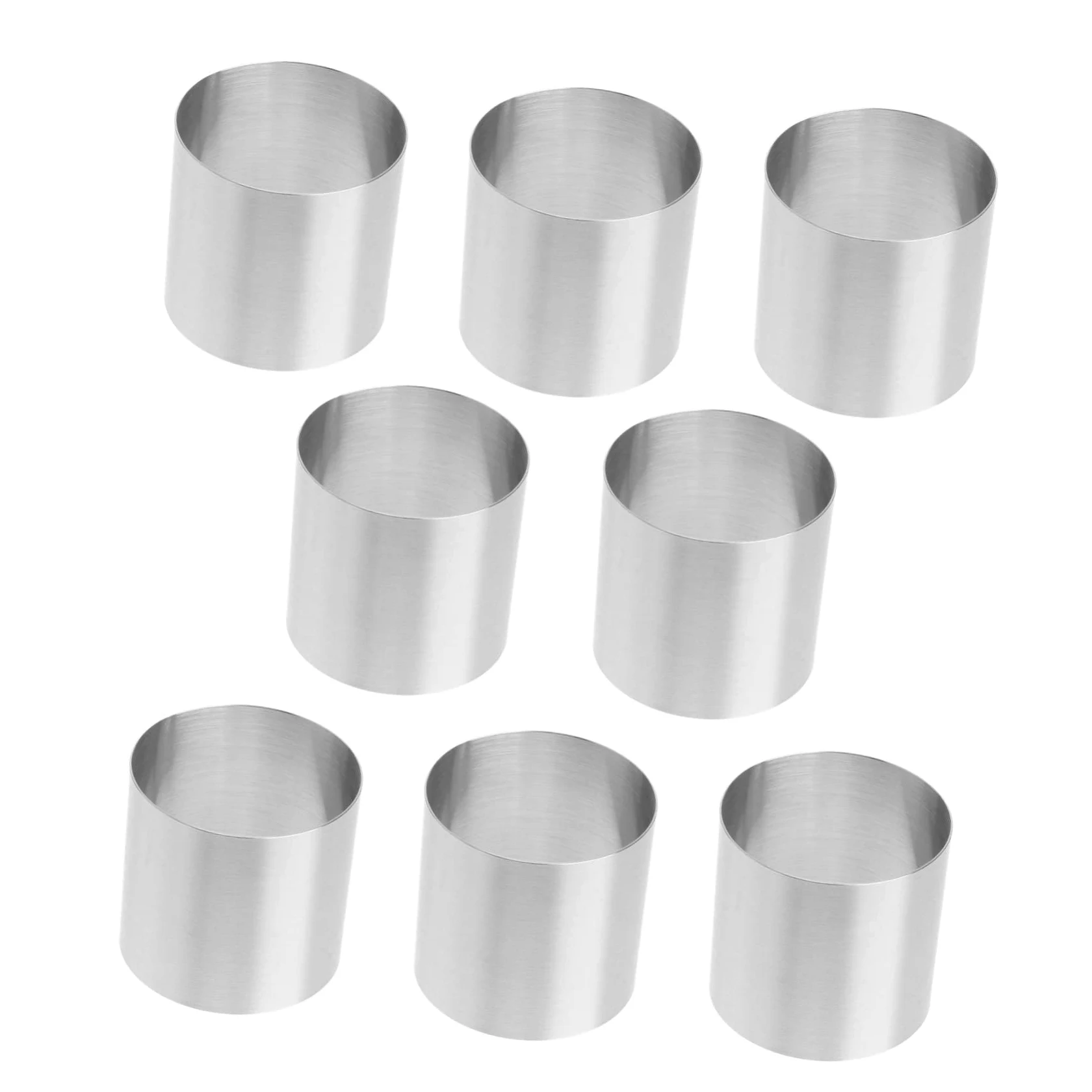 VALICLUD Molde Redondo de Acero Inoxidable para Hornear Mini Postres Bordes Lisos y Fácil Desmoldeo, Paquete de 8 Piezas Adecuado para Mousse y Tartas