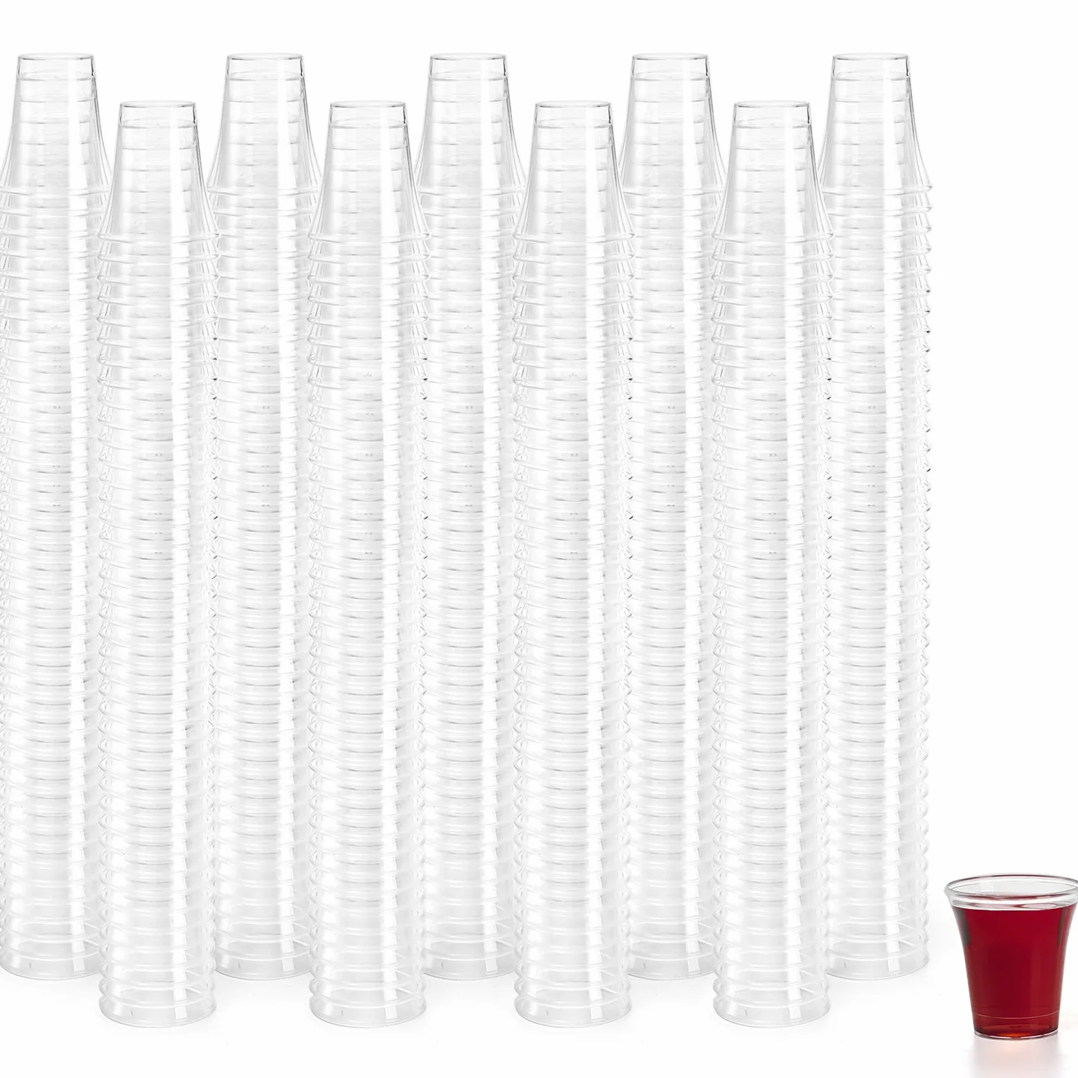 Bekith Paquete de 1000 vasos de chupito transparentes reutilizables de 15 ml, se adaptan a bandejas de comunión estándar, vasos de chupito de plástico duro resistente y duradero, transparente