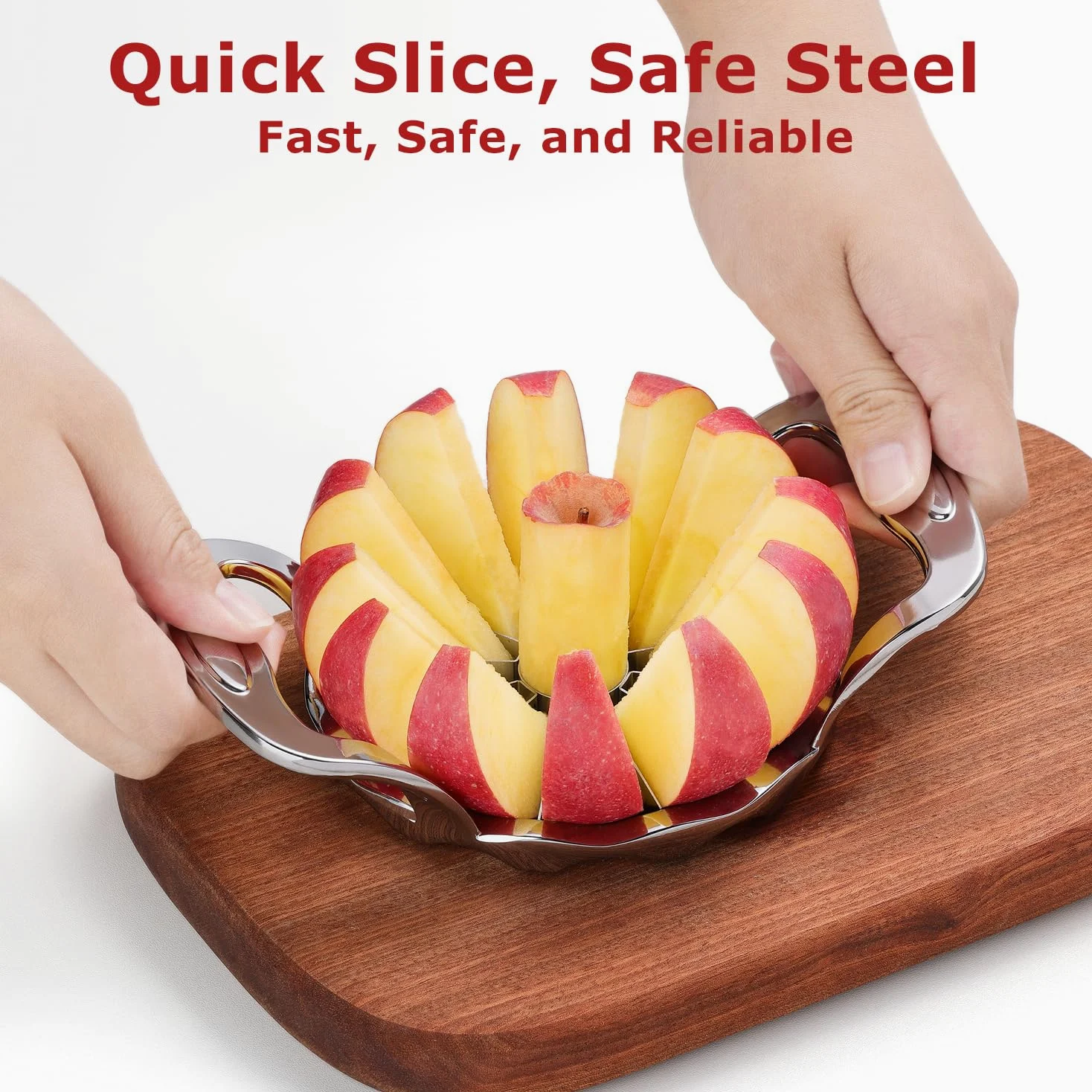 Cortador de manzanas grande de acero inoxidable de 12 rebanadas para cortar y dividir frutas con 3 tenedores de frutas y un cepillo de limpieza