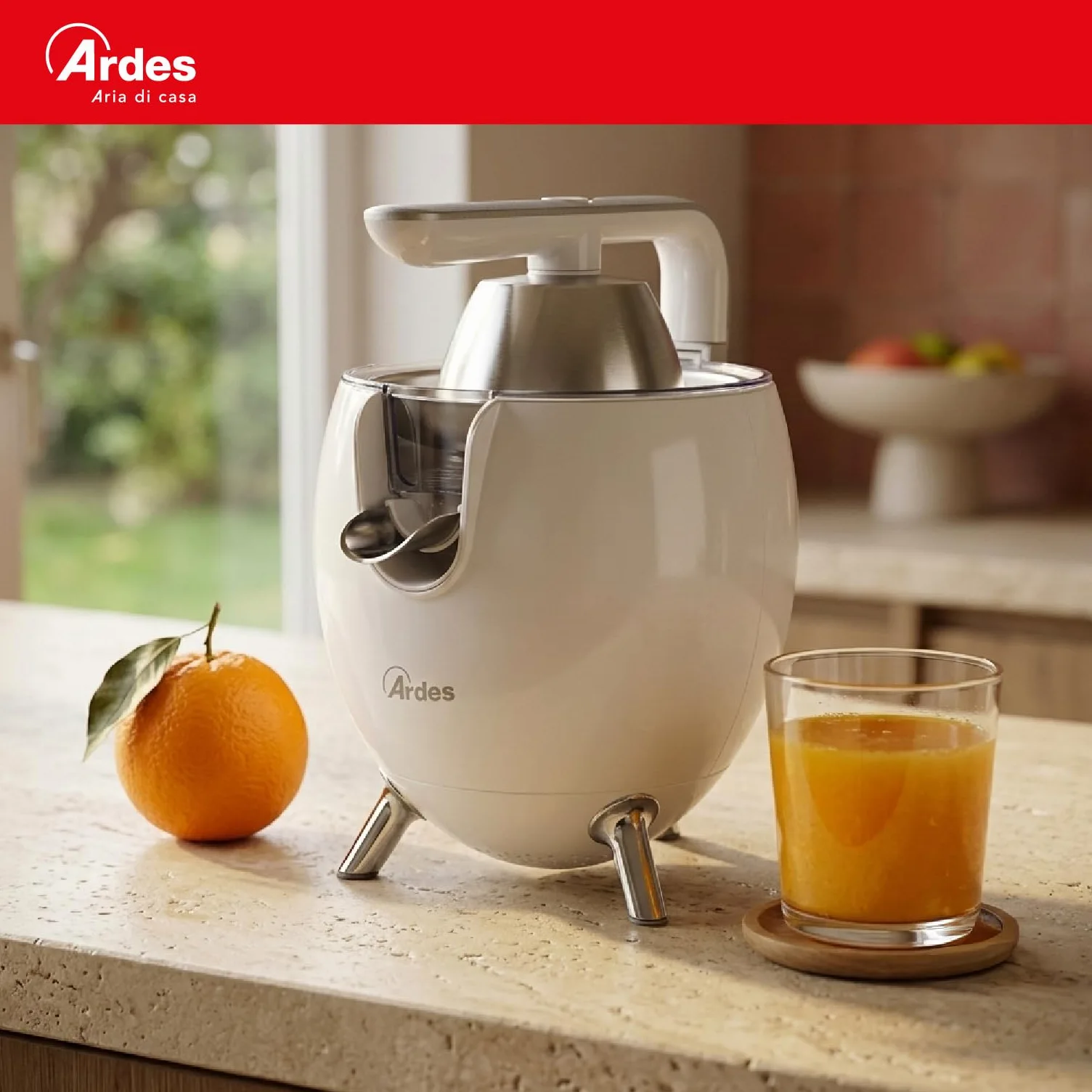 ARDES JUICE ART Exprimidor eléctrico 500 W AC con palanca de aluminio, doble cono y depósito 0,5 L para cítricos