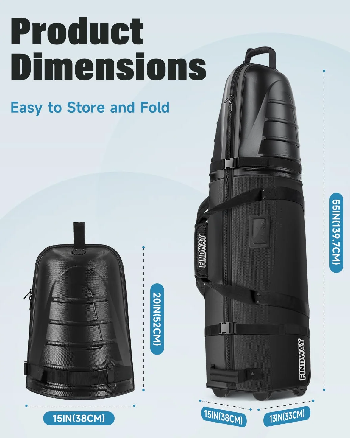 Findway Fundas de Viaje para Palos de Golf con Ruedas, Duraderas y Portátiles