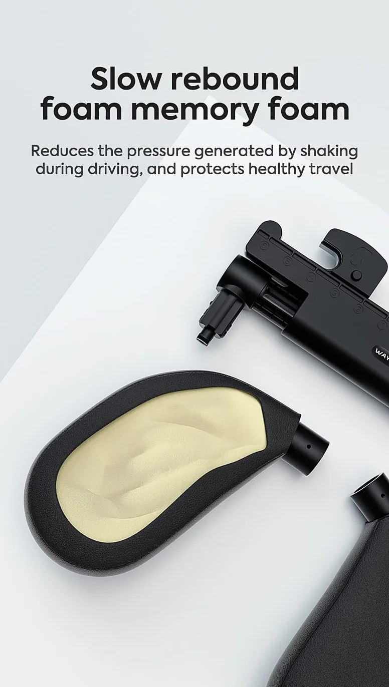 reposacabezas coche niño 1 minuto de montaje y desmontaje rápido Respaldo para la cabeza transpirable y suave Almohada lateral para dormir de viaje para adultos (negro)