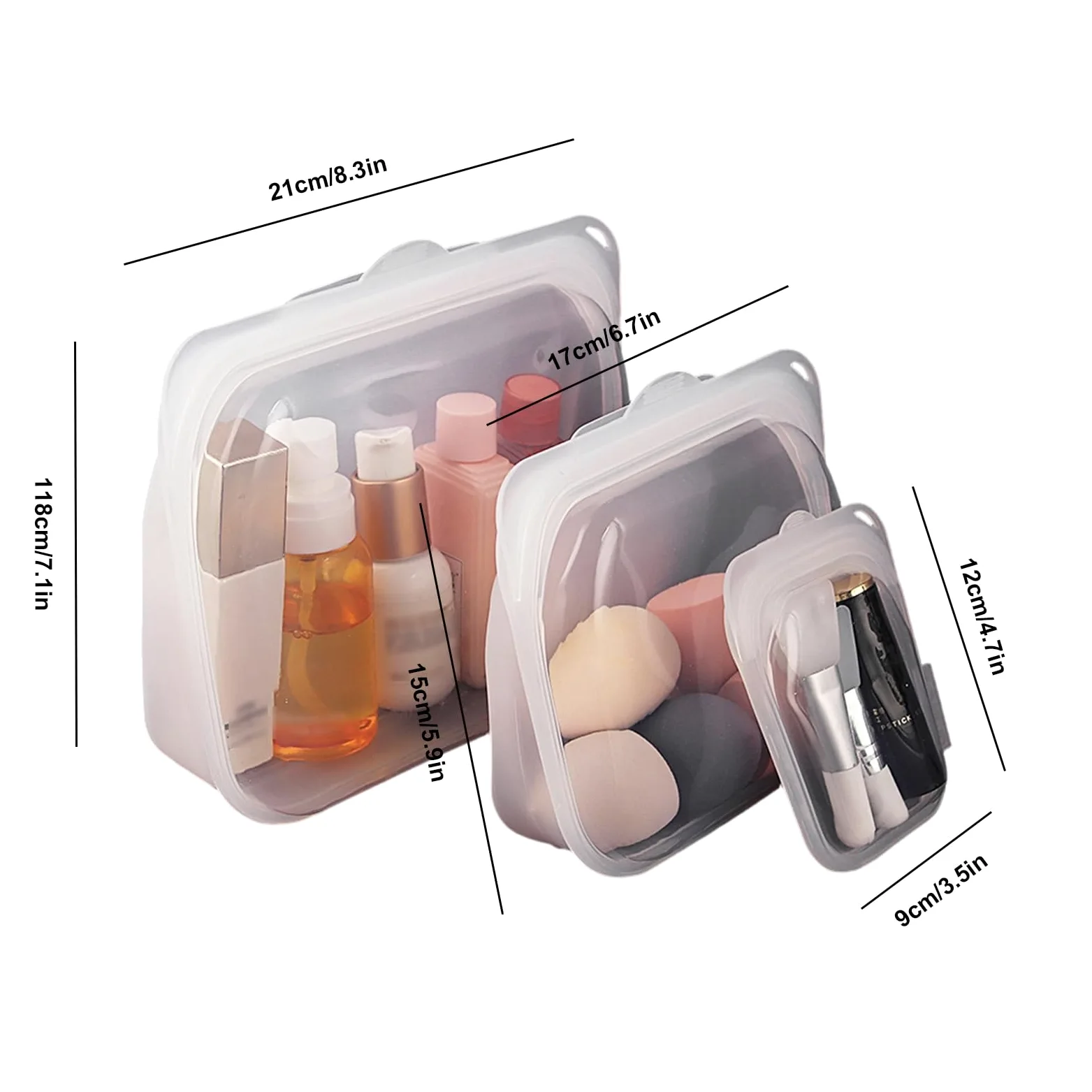 Bolsas Reutilizables para Snacks 3 Bolsas de Almacenaje de Silicona | Aptas para Microondas para Preparar Comidas, Viajes, Carne, Queso, Verdura, Fruta