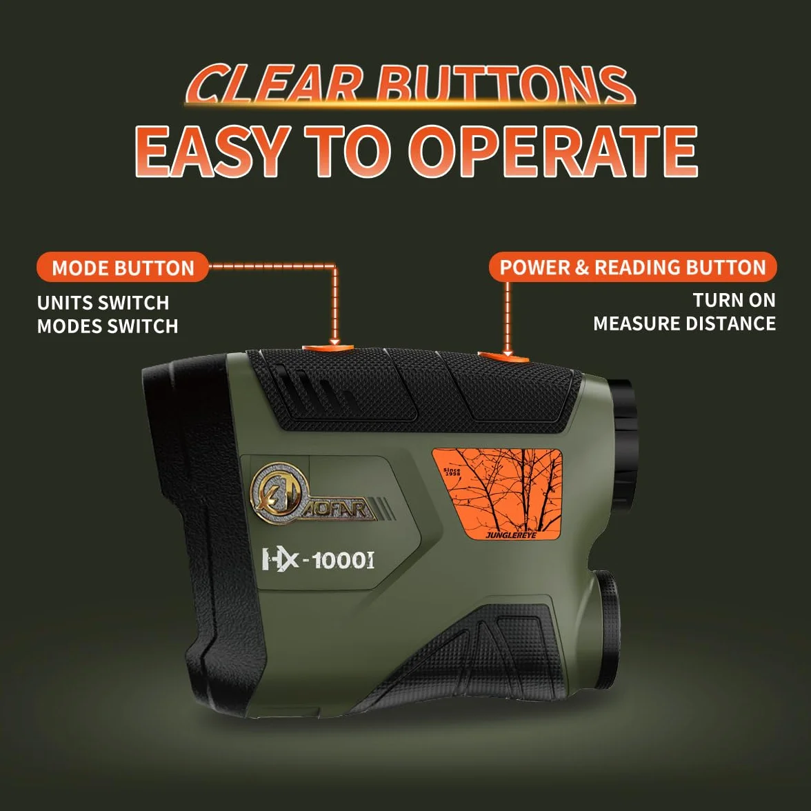 AOFAR HX-1000I Telemetro Caza 1000 Yardas Angulo Distancia Horizontal Impermeable