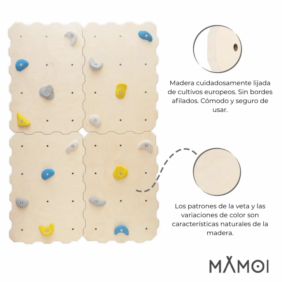 MAMOI® Muro de Escalada Infantil, Estructura Interior con 16 Presas, Kit de Montaje
