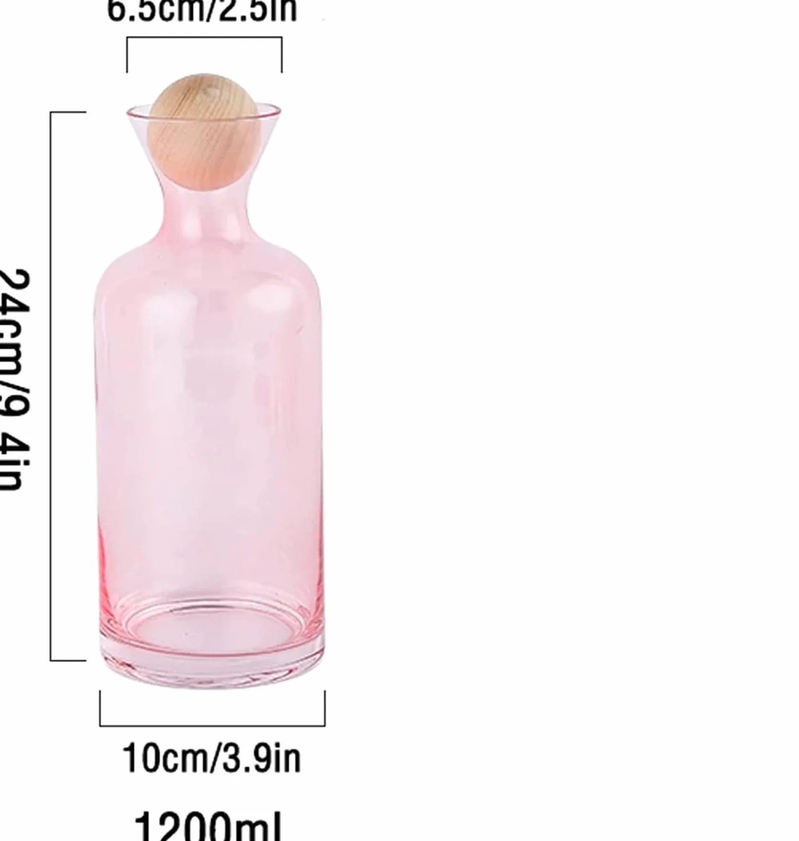 Jarra de Agua Simple Botella de Agua fría Rosa con Cubierta de Bola de Madera Jarra de Vidrio de Alta Temperatura para el hogar, la Oficina, el Restaurante y la cafetería