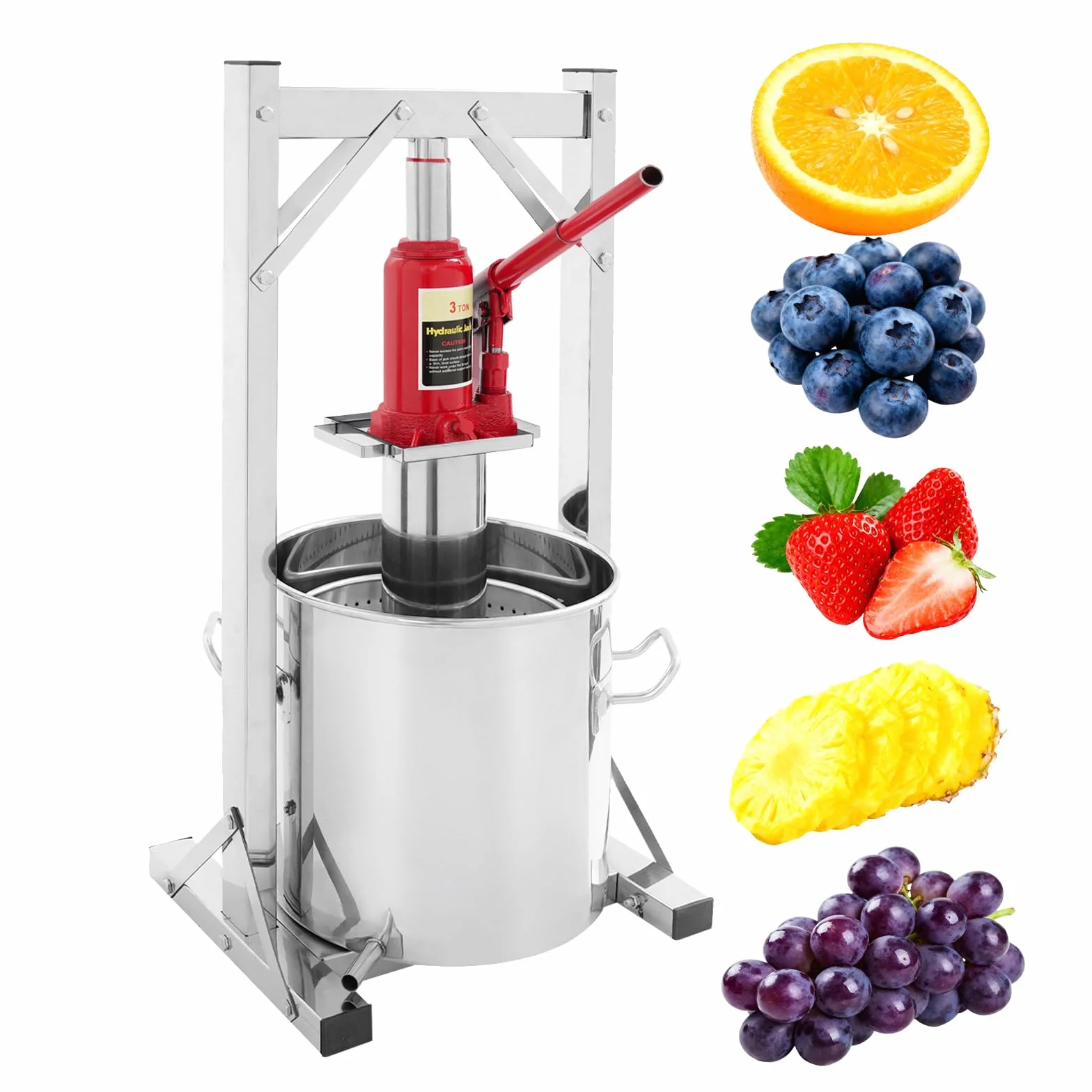 Prensa de frutas de 12 litros, hidráulica de acero inoxidable, exprimidor de vino, exprimidor manual, para zumo, sidra, vino, aceite de oliva, queso
