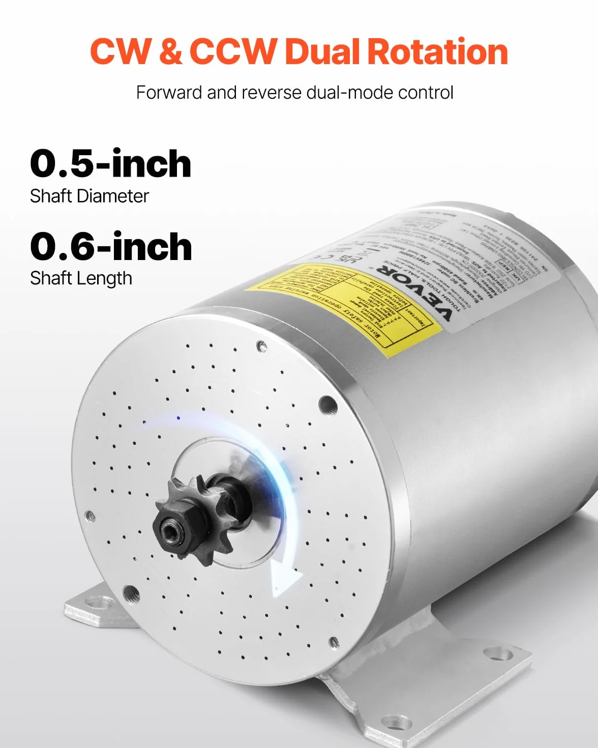VEVOR Kit de Motor Eléctrico sin Escobillas de CC 1800 W 48 V 4500 RPM con Controlador de Velocidad