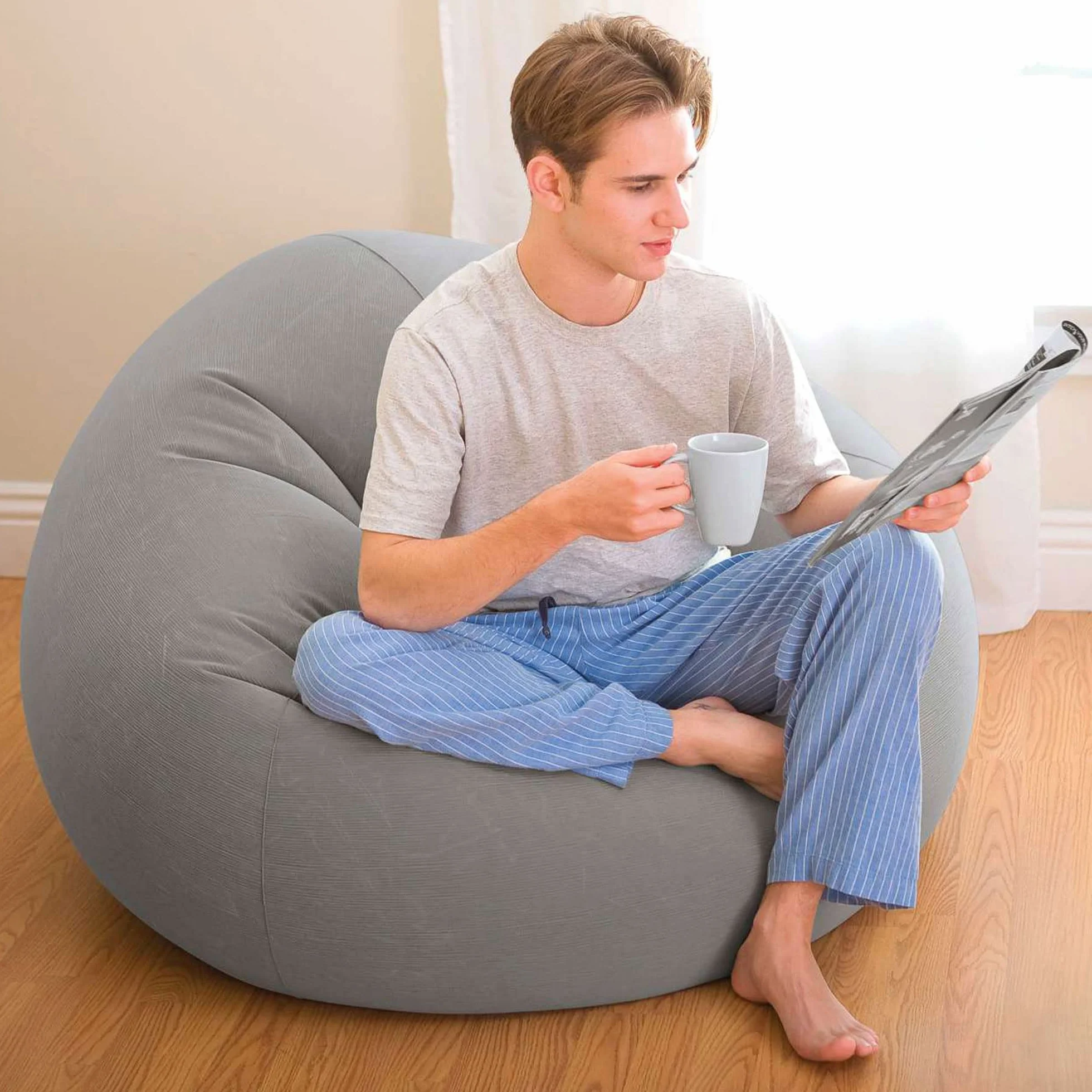 Intex Beanless Bag Inflatable Chair, 42" X 41" X 27", Beige