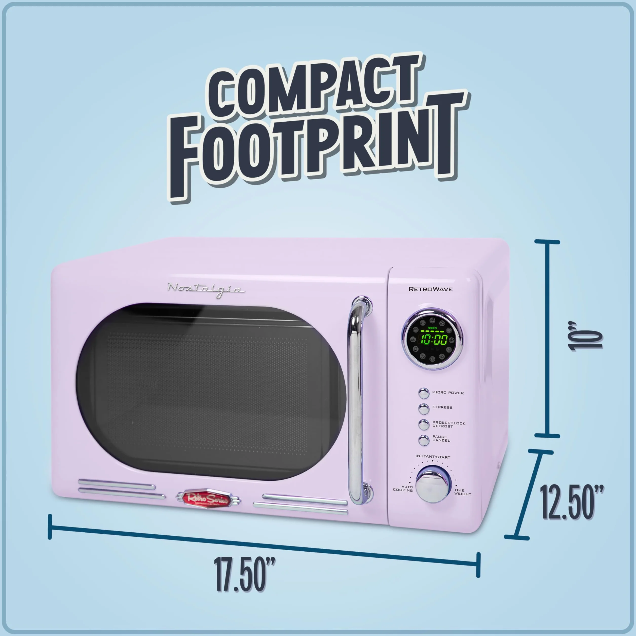 Nostalgia - Horno de microondas compacto retro de 0.7 Cu. Ft, Lavanda