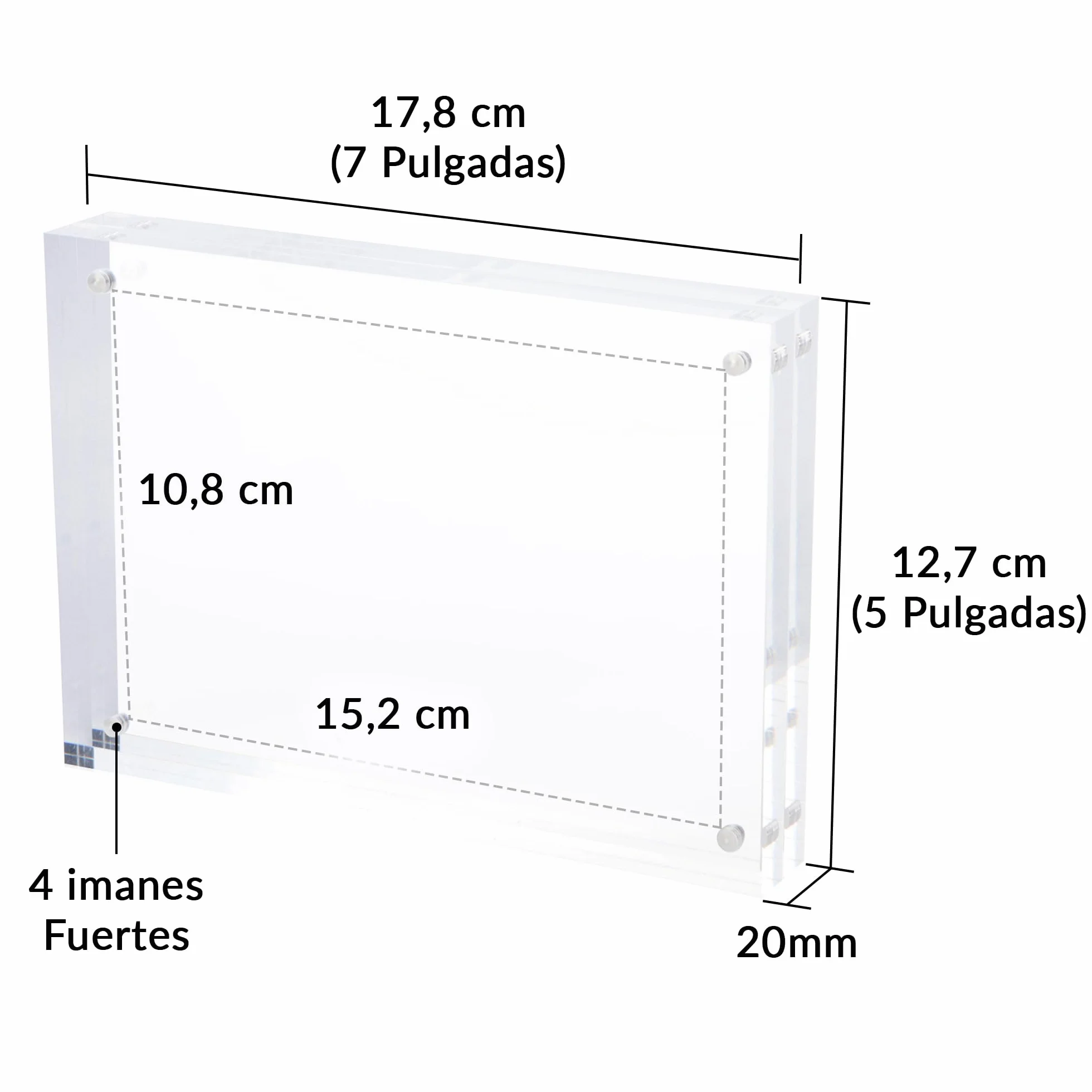 SimbaLux Marco Fotográfico Acrílico Magnético 12,7x17,8 cm, Paquete de 3 | Transparente como el Cristal, Doble Cara Sin Marco para Exhibición, Autoportante, Fácil de Cambiar