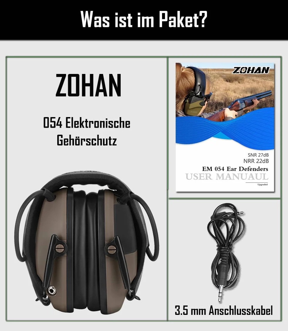 ZOHAN 054 Cascos Antiruido Proteccion Auditiva Auricular Táctico Amplificación Sonido Airsoft