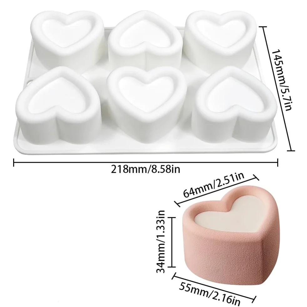 Moldes de silicona de 6 cavidades con forma de flor, corazón, estrellas, cuadrados, para decoración de cubitos de hielo para tartas caseras, chocolate, magdalenas, moldes para manualidades (4