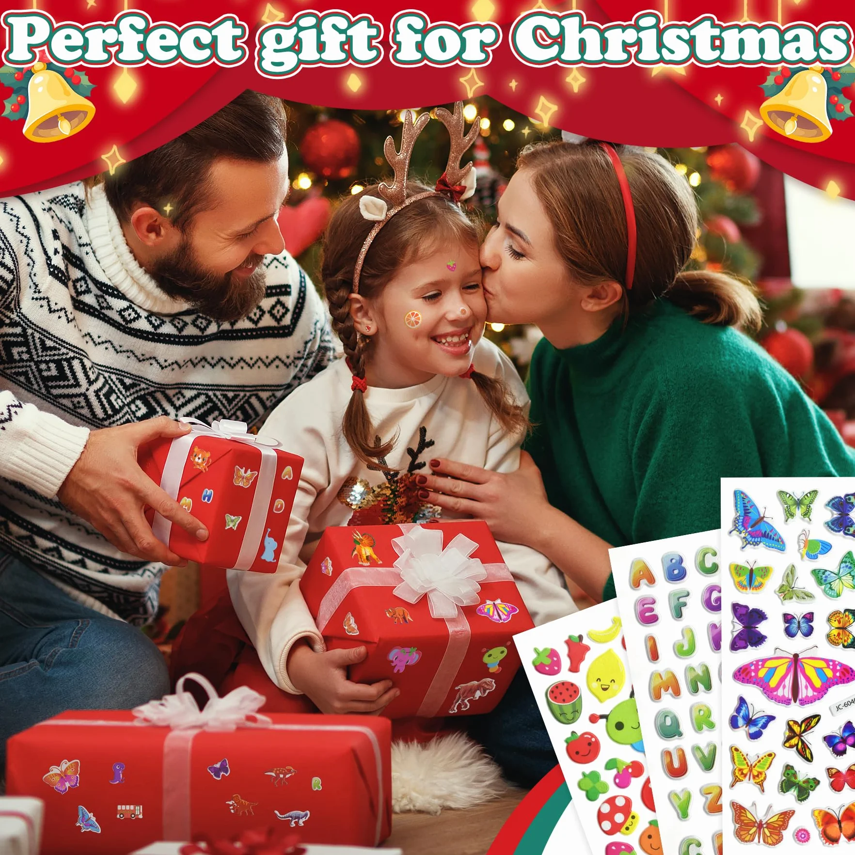 Pegatinas para Niños 600+, 24pcs Pegatinas Infantiles 3D Puffy Stickers, Aplicable Gratificantes Regalos Scrapbooking, Que Incluyen Automóviles,Animales, Números, Frutas, Letras, Vida Marina