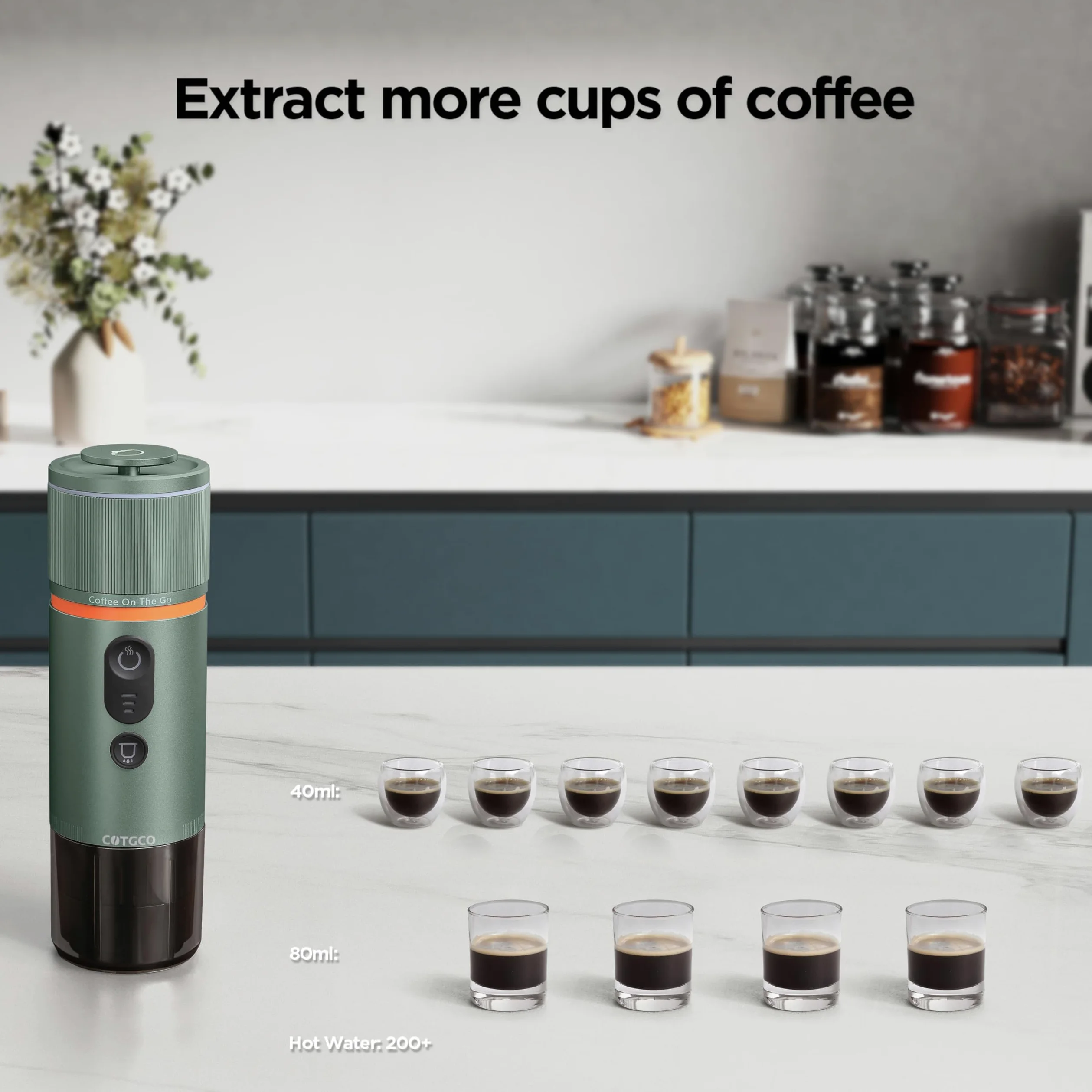 Cafetera Portátil con Cápsula de Espresso - 12V Máquina de Café Electrica con Batería - para Coche Camión y Viajes - Compatible con Cápsulas Originales Nespresso y Cápsula L'or(verde)