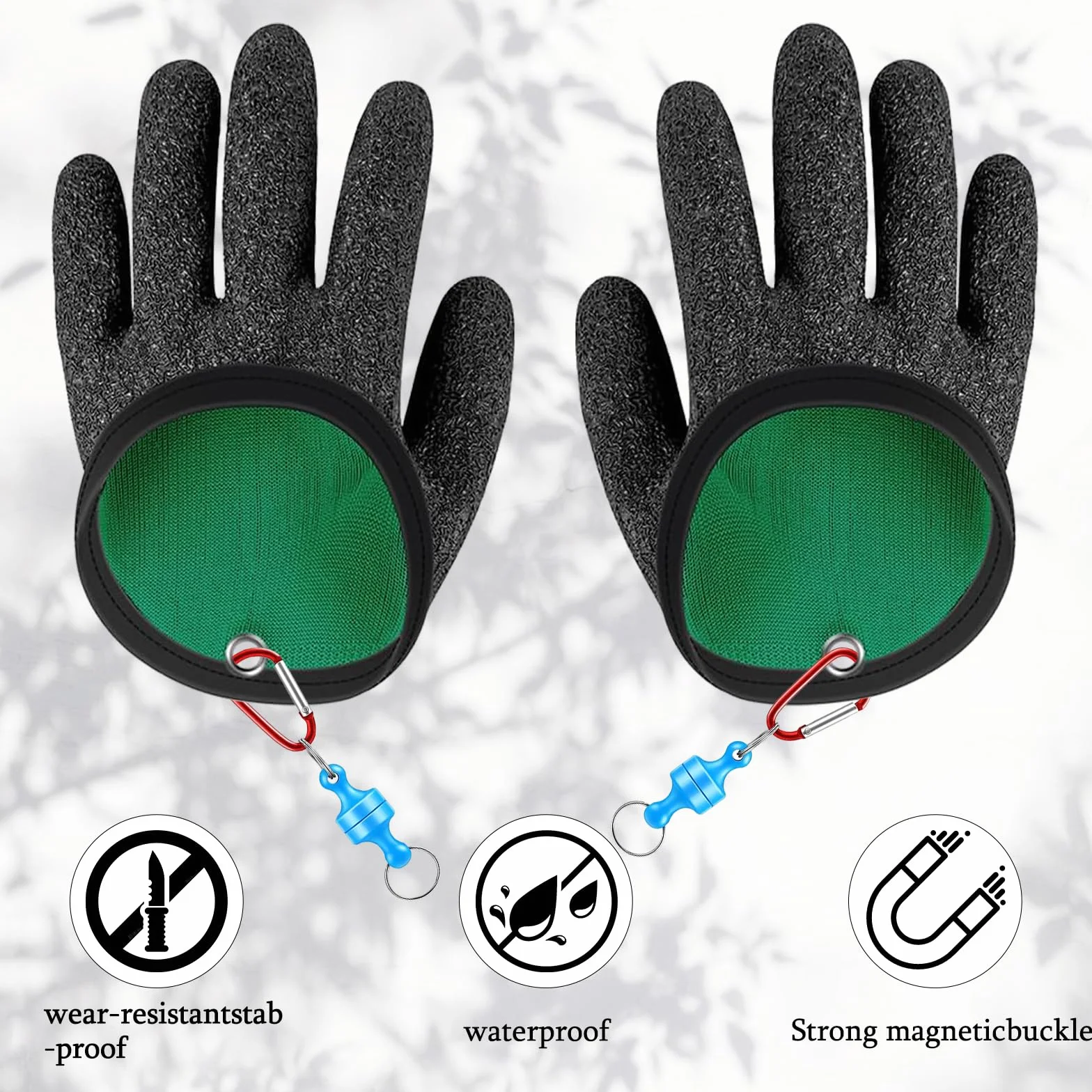 Guantes de Pesca Impermeables Anticortes con Cierre Magnético 1 Par