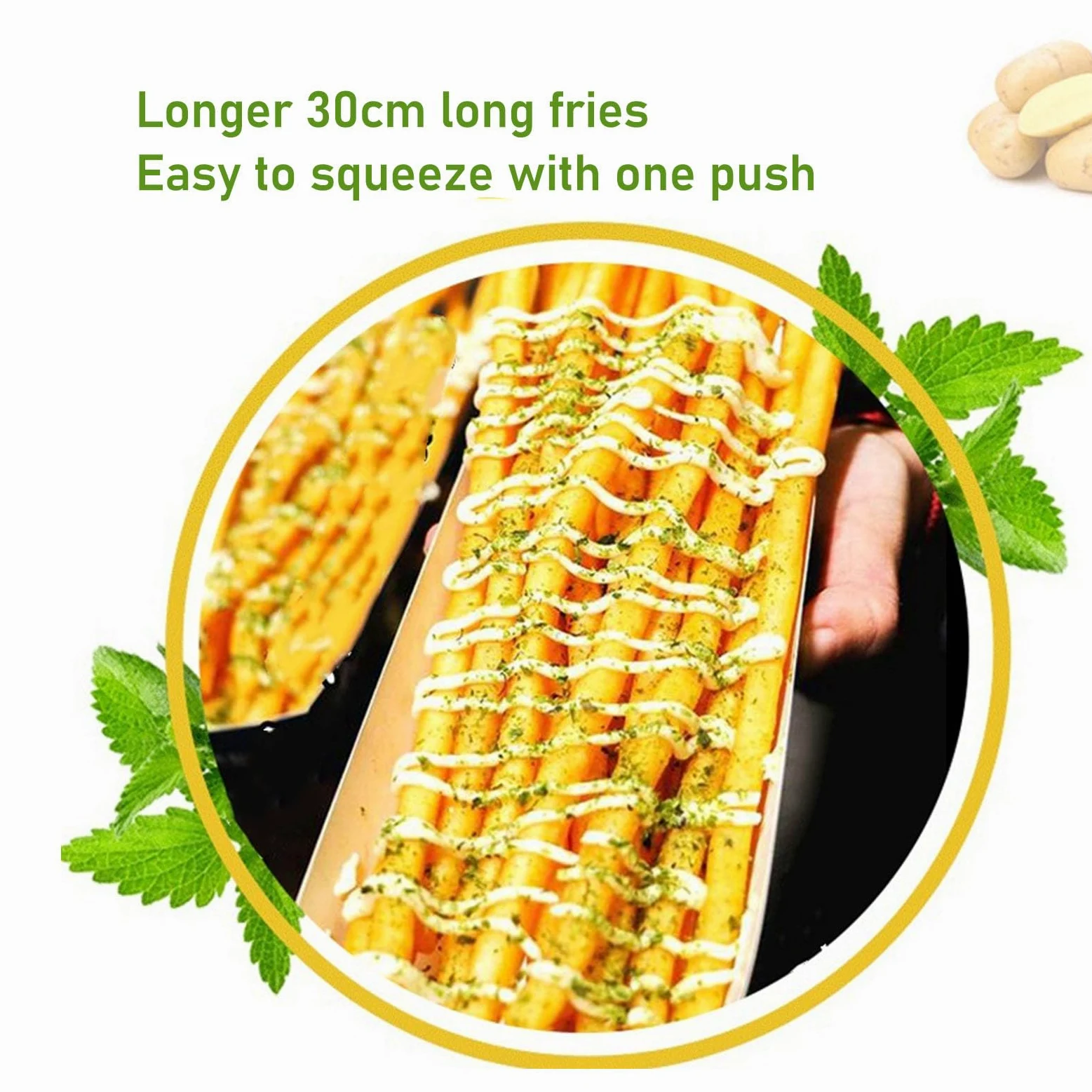 AMONIDA Exprimidor de Patatas Fritas, Extrusor de Patatas de Acero Inoxidable de 30 Cm, Prensa Automática de Verduras con Control Manual y Automático, Ideal para Restaurantes de Comida Rápida